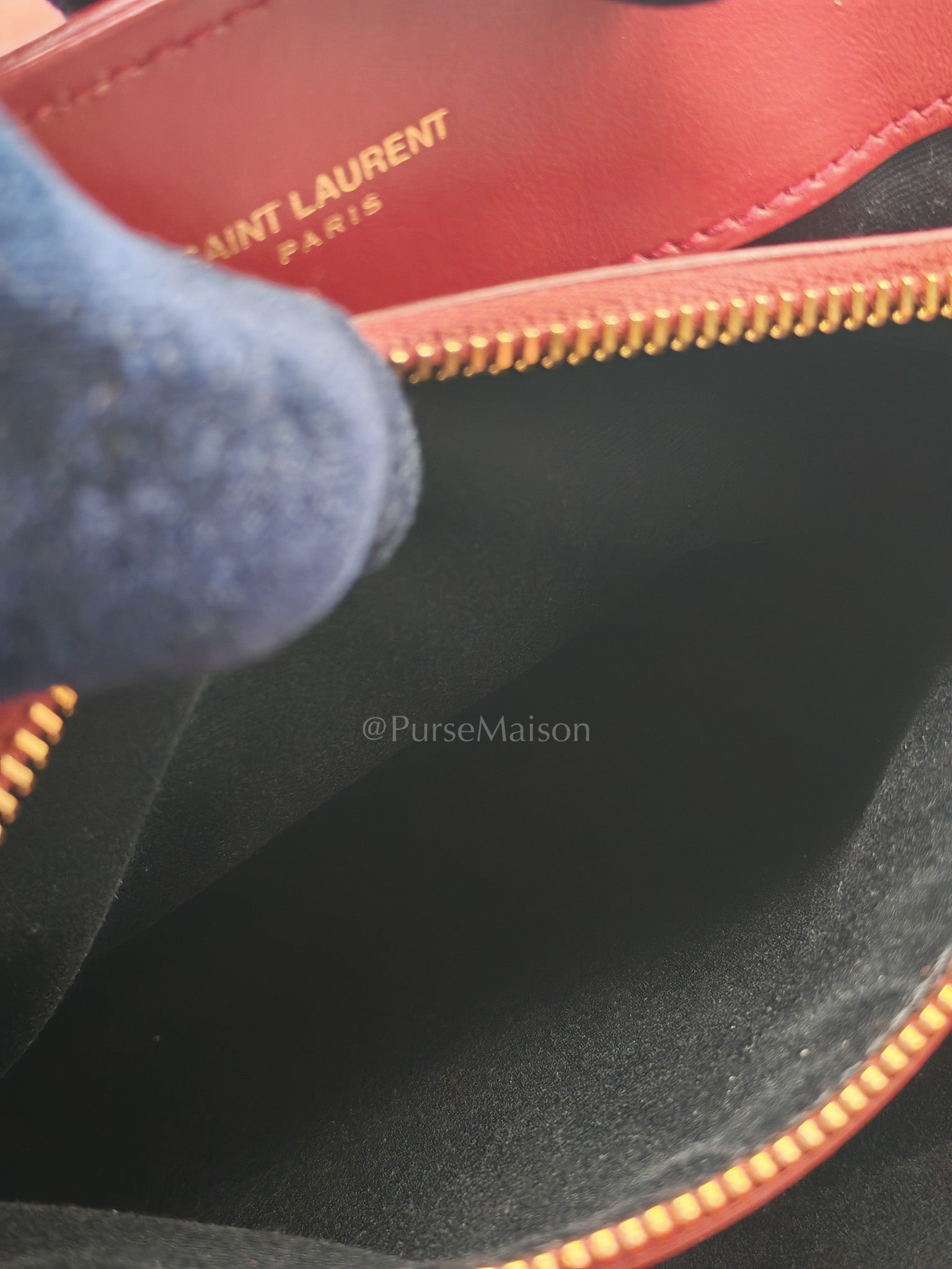 LouLou Shoulder Bag in Bordeaux Red Chevron Quilted Lambskin Leather