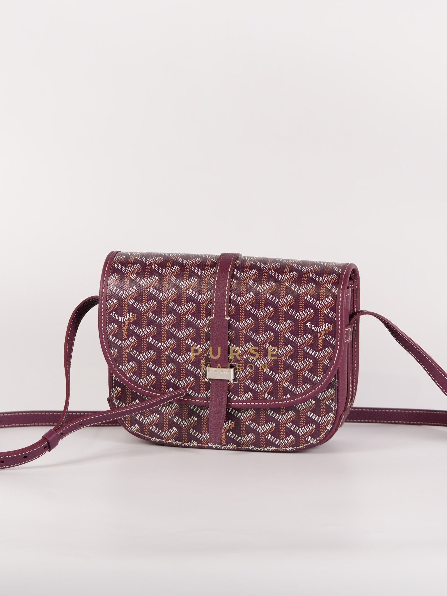 Sac Belvedere PM Bag in Bordeaux Goyardine Canvas | Purse Maison Luxury Bags Shop