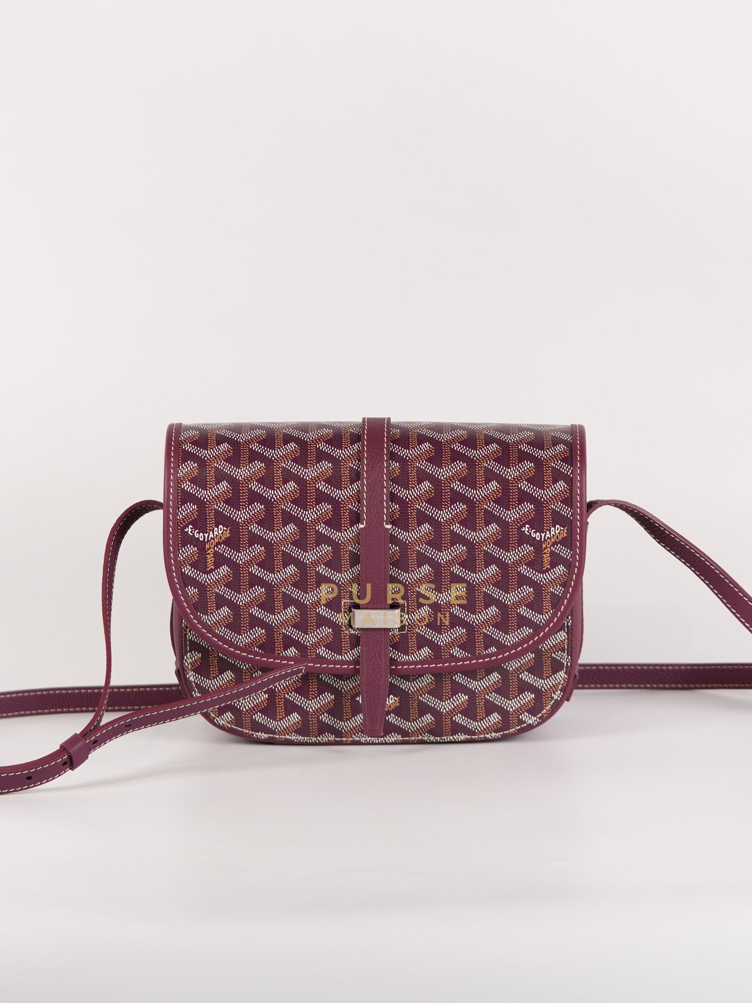 Sac Belvedere PM Bag in Bordeaux Goyardine Canvas | Purse Maison Luxury Bags Shop