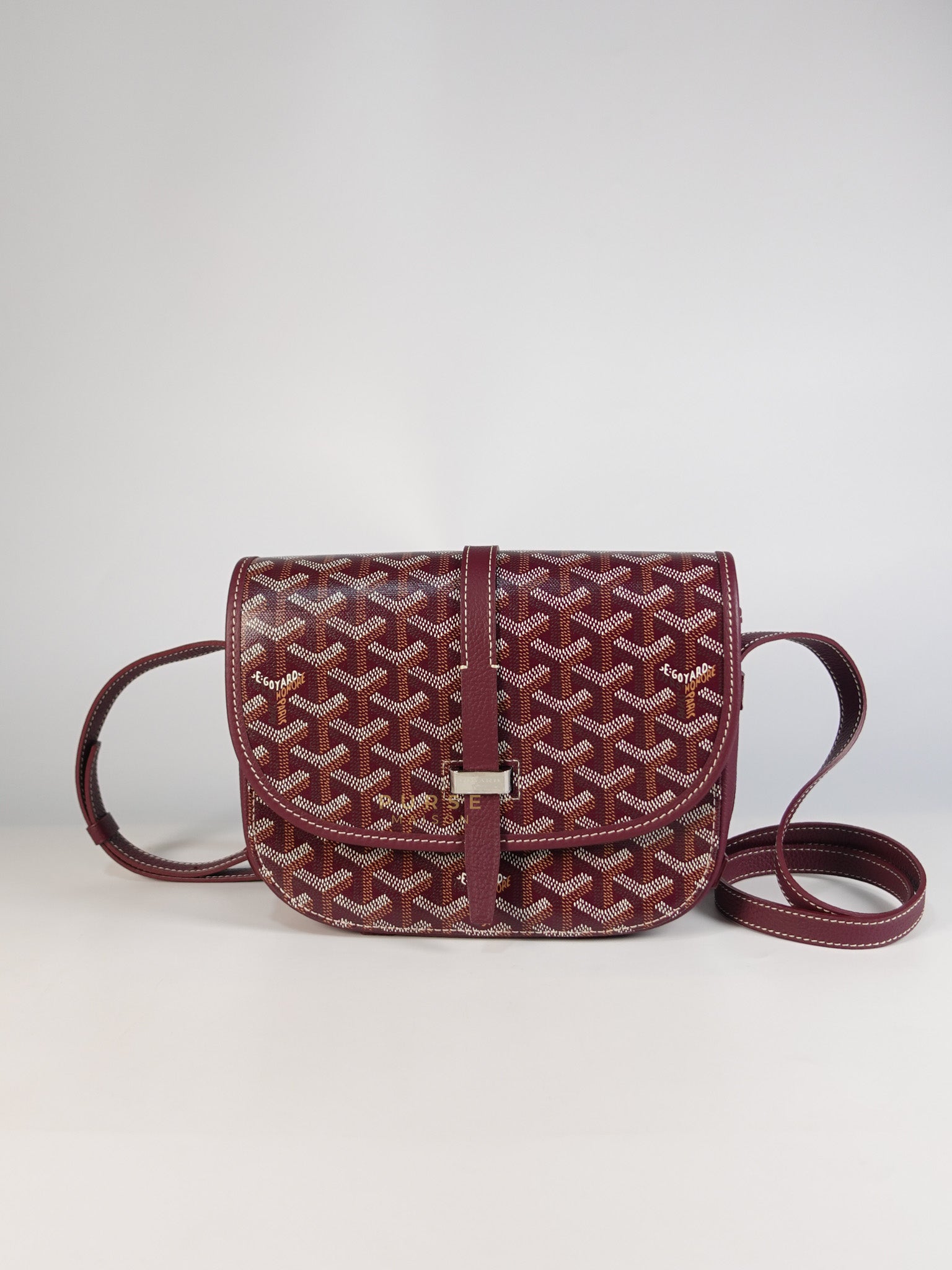 Sac Belvedere PM Bag in Maroon Goyardine Canvas | Purse Maison Luxury Bags Shop