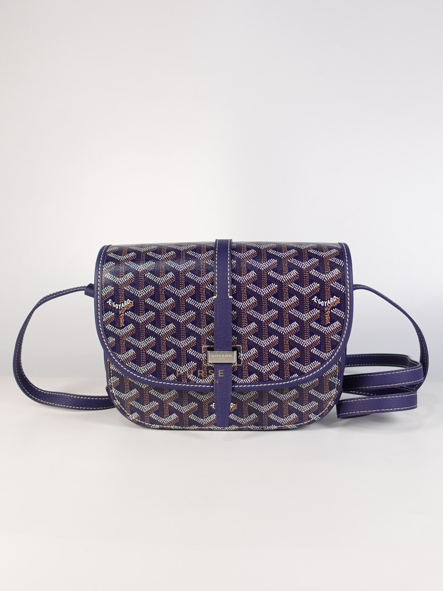 Sac Belvedere PM Bag in Navy Blue Goyardine Canvas Purse Maison