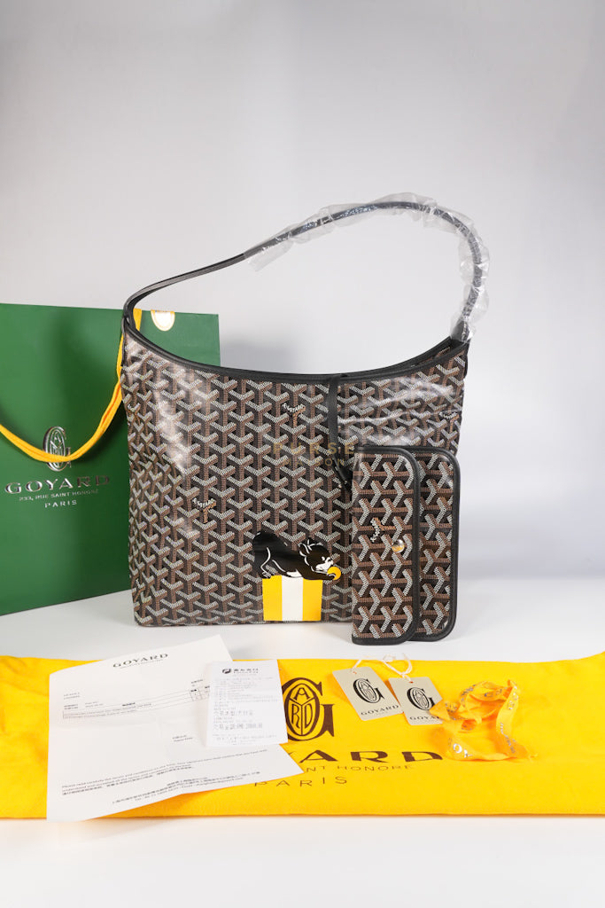 Sac Boheme PM Hobo Bag Noir/Black Goyardine Canvas | Purse Maison Luxury Bags Shop