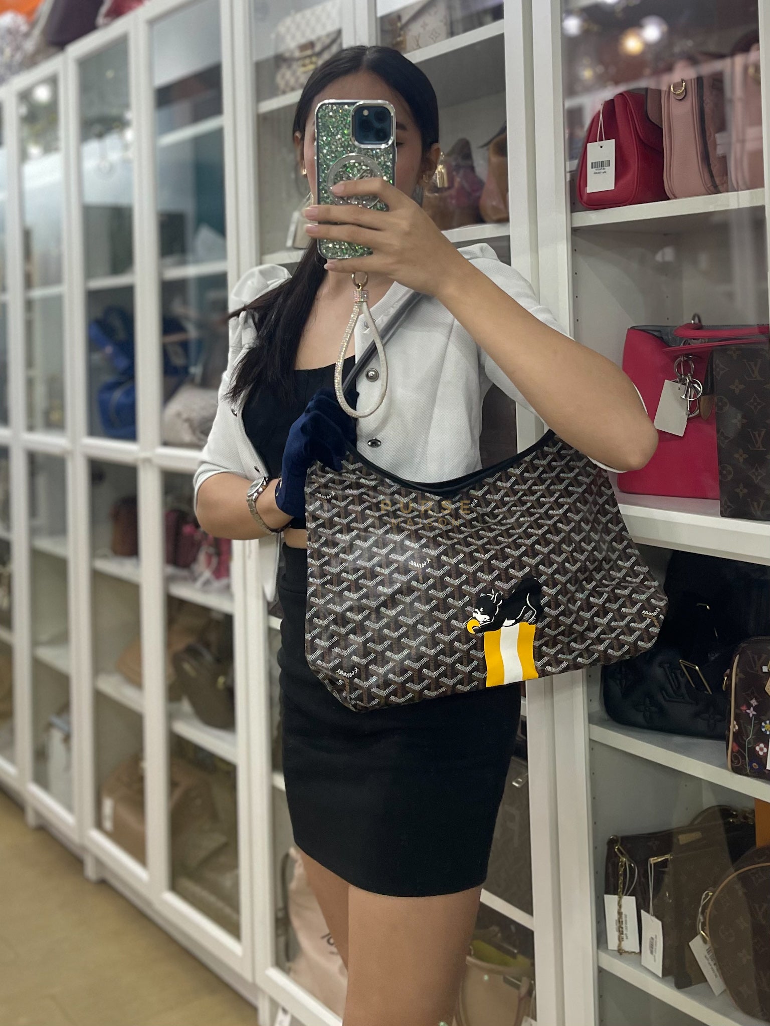 Sac Boheme PM Hobo Bag Noir/Black Goyardine Canvas | Purse Maison Luxury Bags Shop