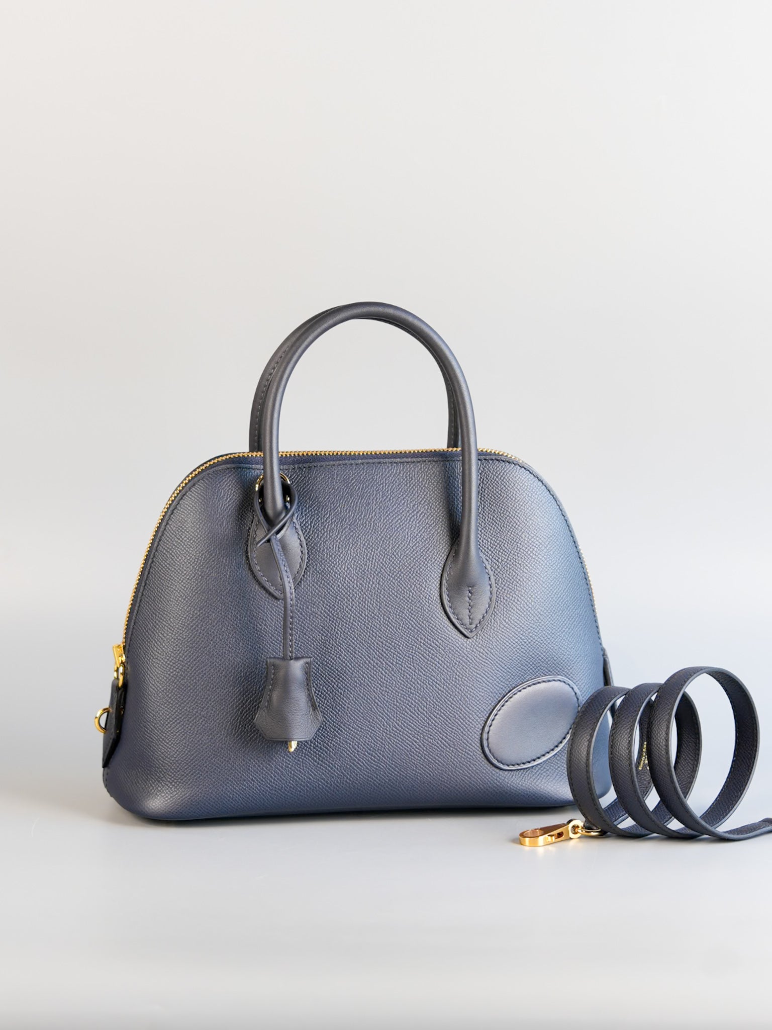 Sac Bolide 25 Limited Edition in Bleu Indigo Epsom Leather & Gold Hardware Stamp U | Purse Maison Luxury Bags Shop