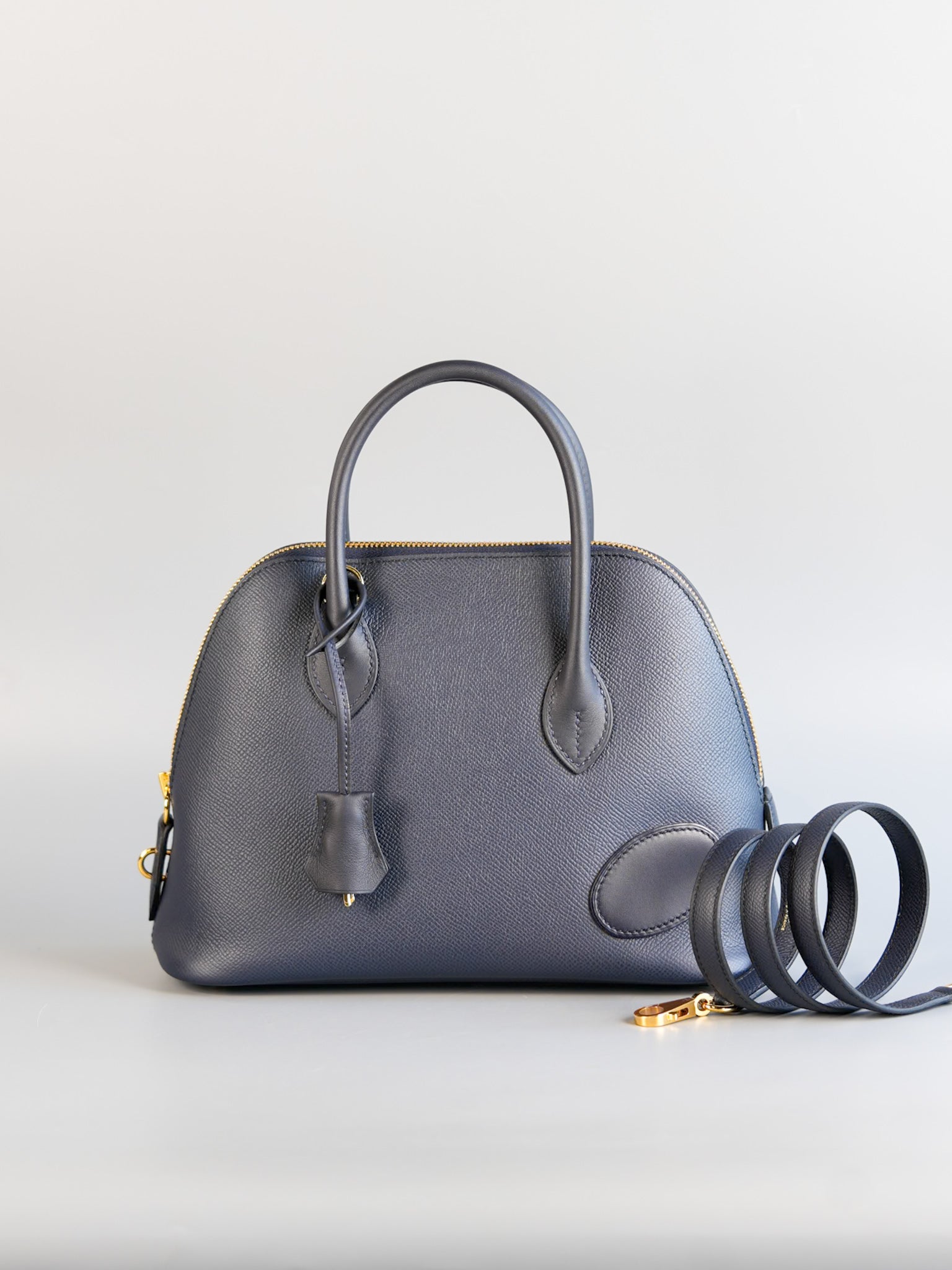 Sac Bolide 25 Limited Edition in Bleu Indigo Epsom Leather & Gold Hardware Stamp U | Purse Maison Luxury Bags Shop