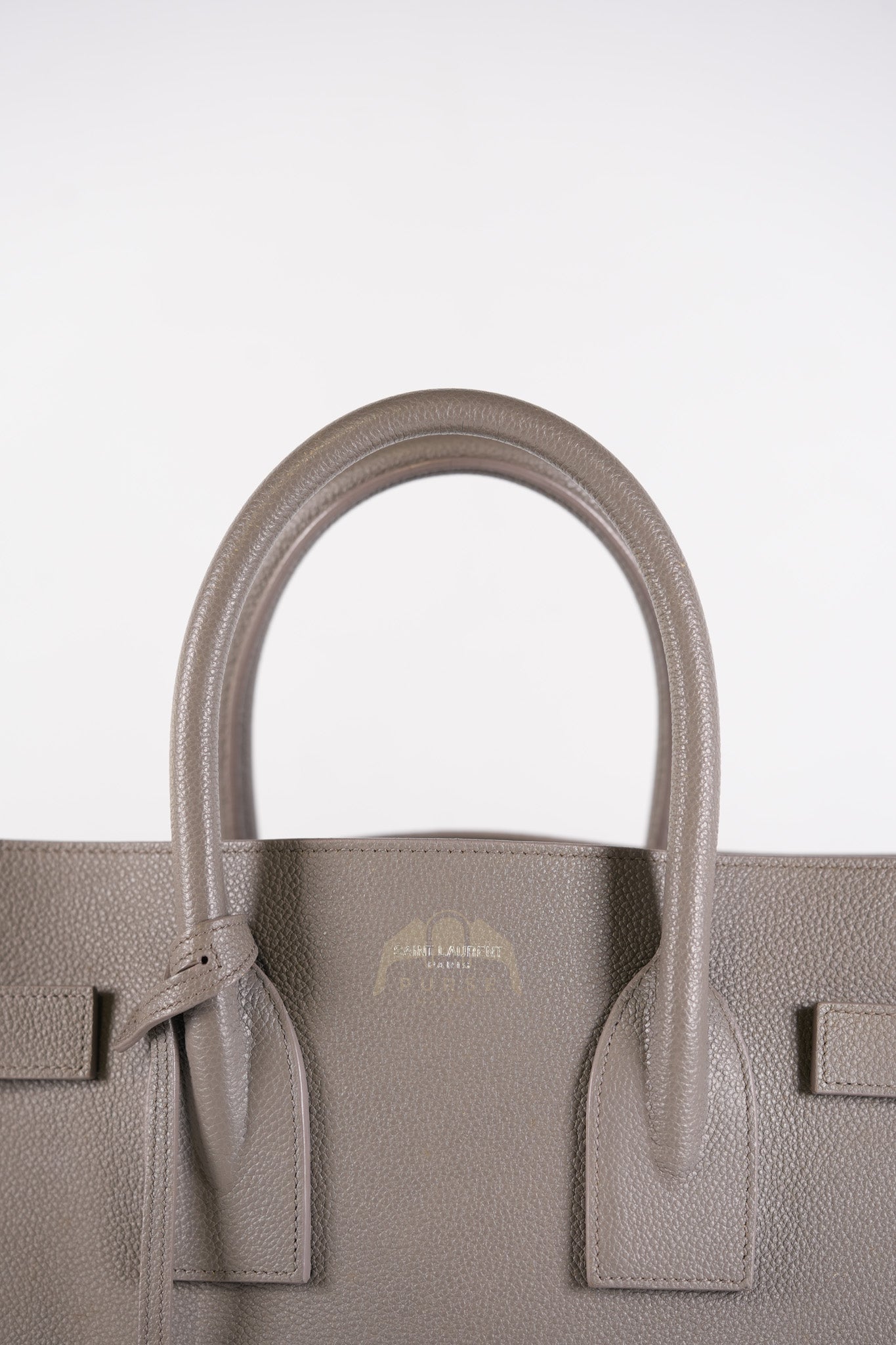 Sac De Jour Small in Gray Grained Calfskin Leather Shoulder Bag | Purse Maison Luxury Bags Shop