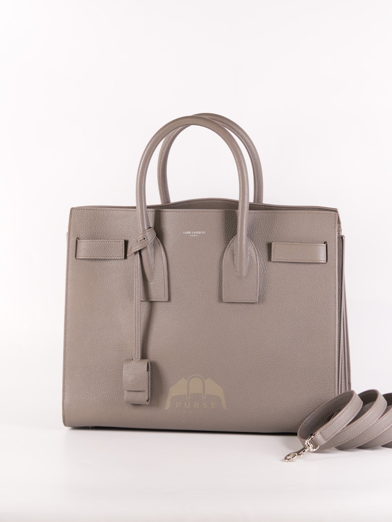 Sac De Jour Small in Gray Grained Calfskin Leather Shoulder Bag | Purse Maison Luxury Bags Shop