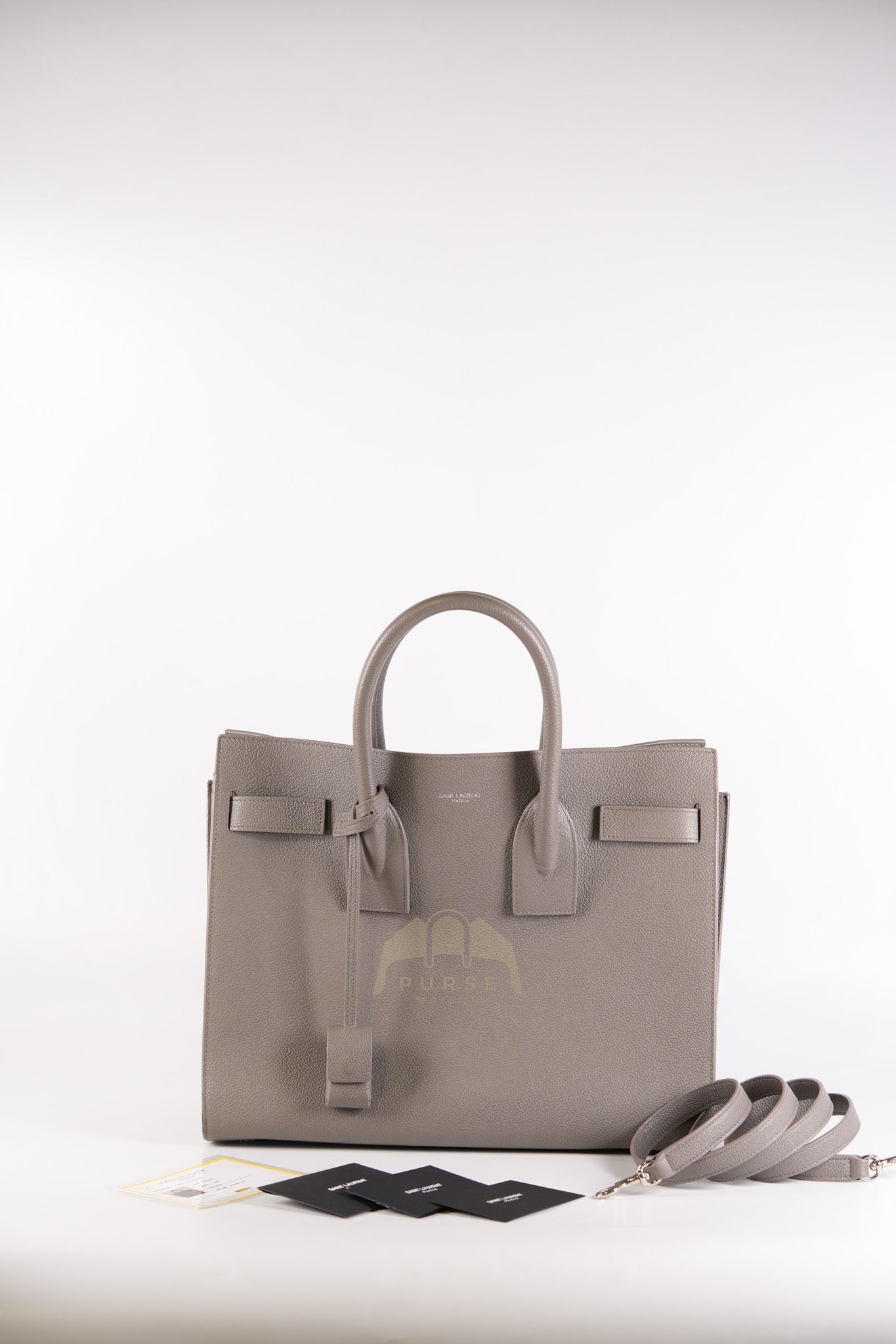 Sac De Jour Small in Gray Grained Calfskin Leather Shoulder Bag | Purse Maison Luxury Bags Shop