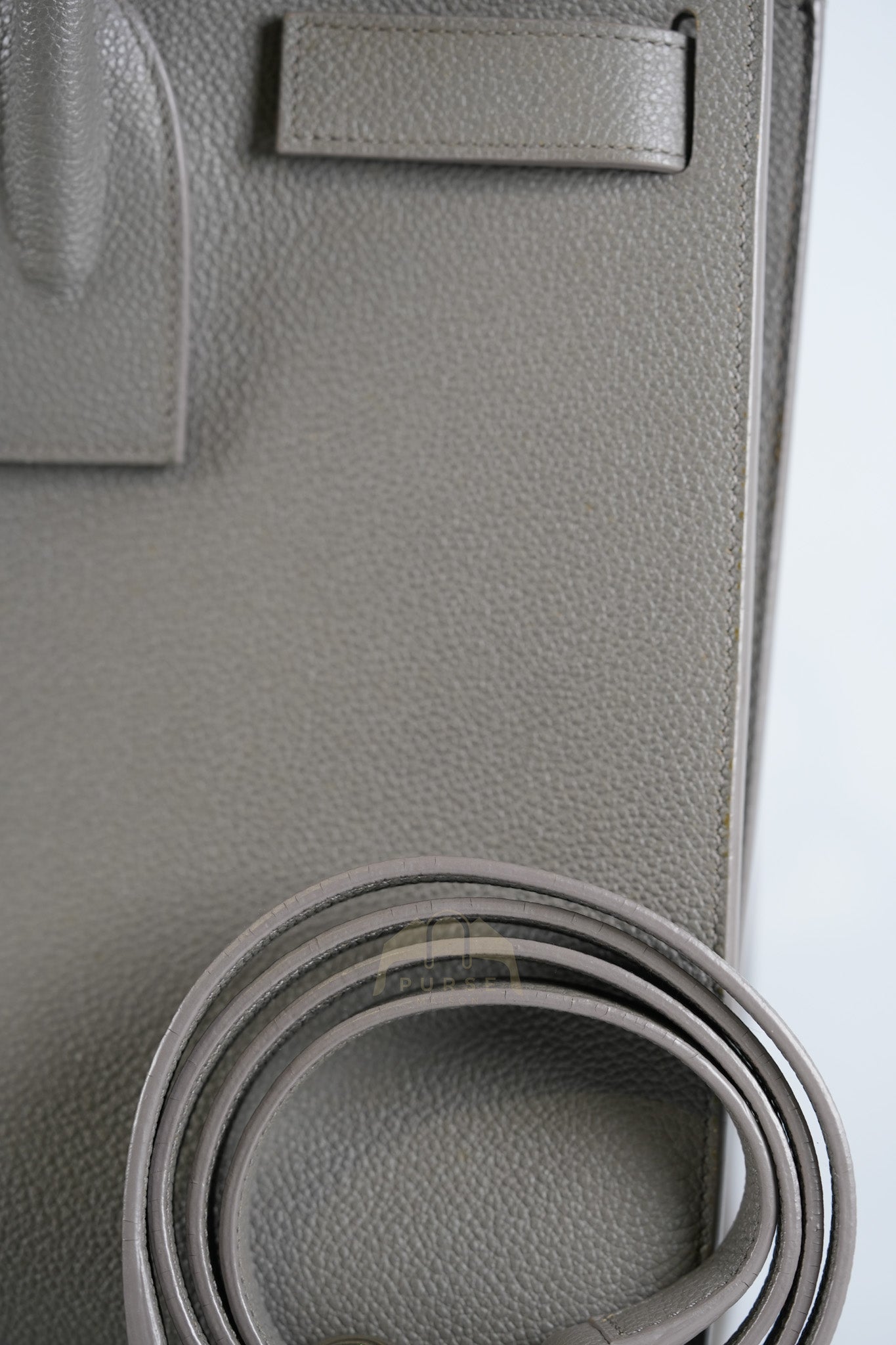 Sac De Jour Small in Gray Grained Calfskin Leather Shoulder Bag | Purse Maison Luxury Bags Shop