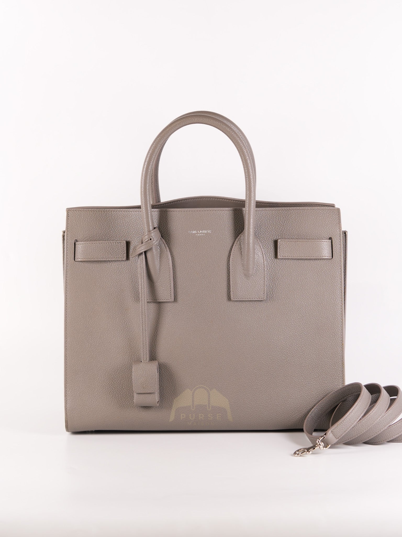 Sac De Jour Small in Gray Grained Calfskin Leather Shoulder Bag | Purse Maison Luxury Bags Shop