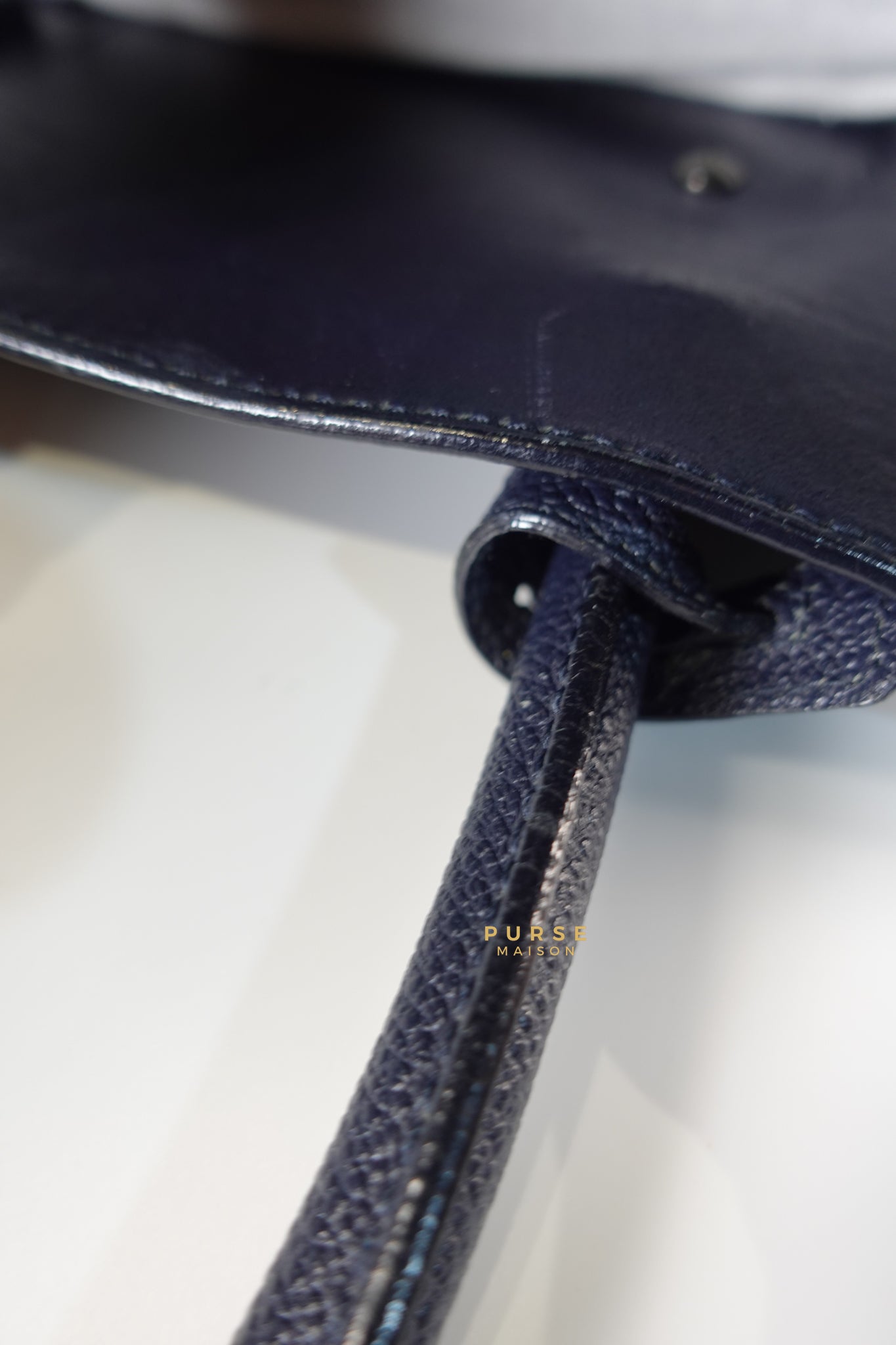 Sac de Jour Small in Navy Blue Grained Calfskin | Purse Maison Luxury Bags Shop