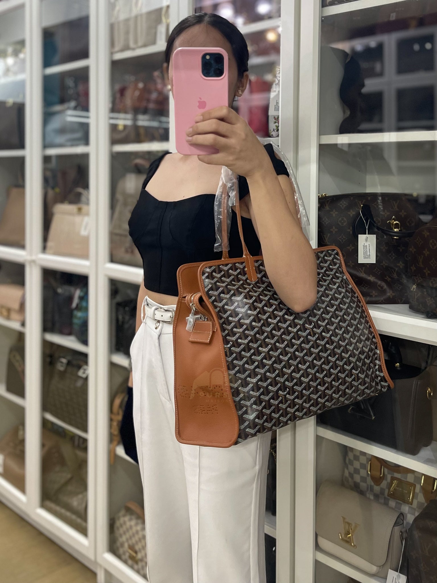 Sac Hardy PM 2 Noir Et Naturel/Tan Goyardine Canvas | Purse Maison Luxury Bags Shop