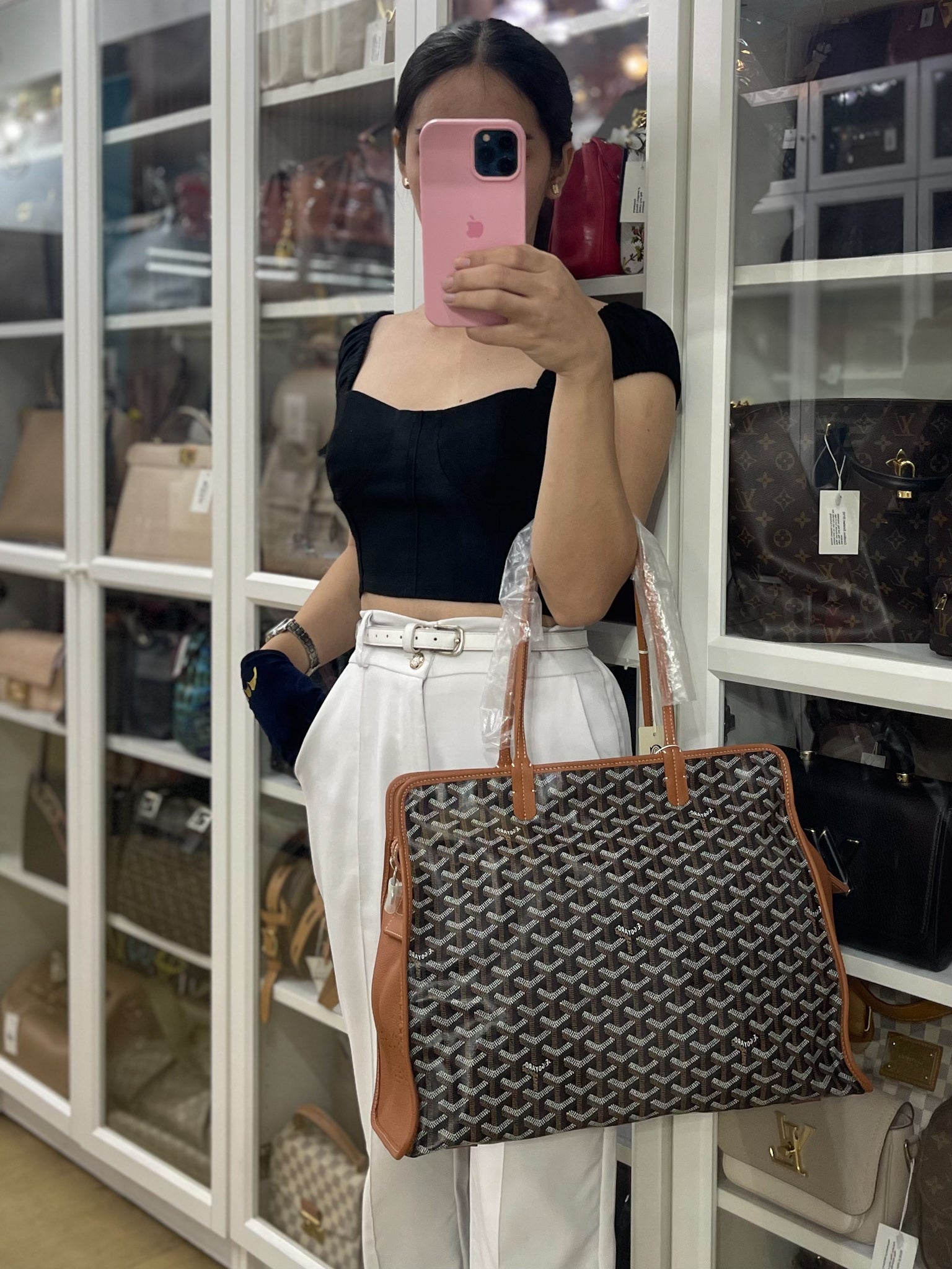 Sac Hardy PM 2 Noir Et Naturel/Tan Goyardine Canvas | Purse Maison Luxury Bags Shop