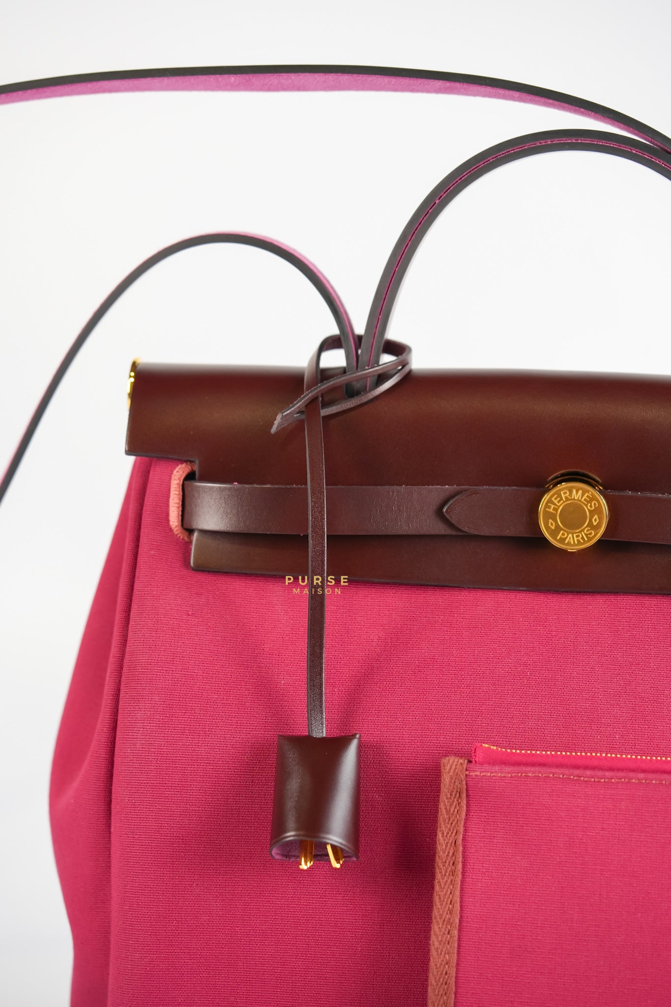 Sac Herbag Zip 31 PM Rubis Toile and Rouge Sellier Vache Hunter Gold Hardware | Purse Maison Luxury Bags Shop