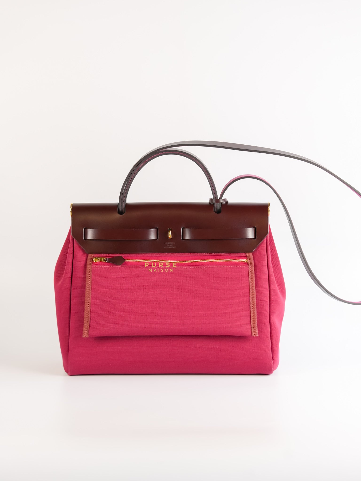 Sac Herbag Zip 31 PM Rubis Toile and Rouge Sellier Vache Hunter Gold Hardware | Purse Maison Luxury Bags Shop