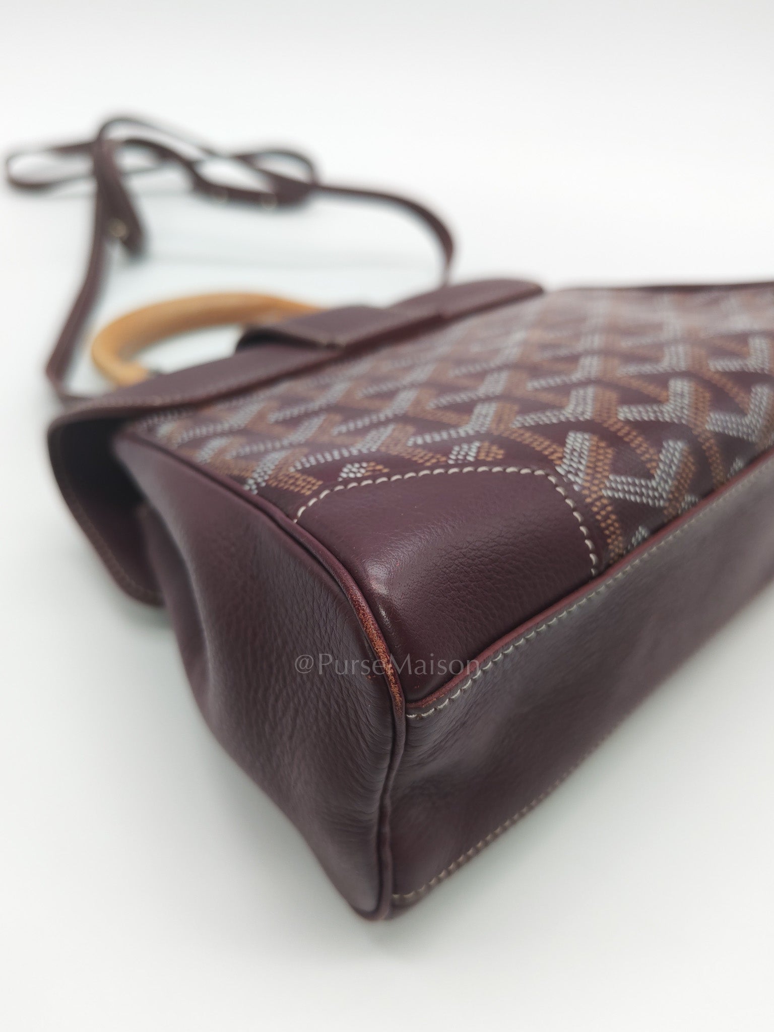 Sac Mini Saigon Souple Bag in Burgunndy Goyardine Canvas | Purse Maison Luxury Bags Shop