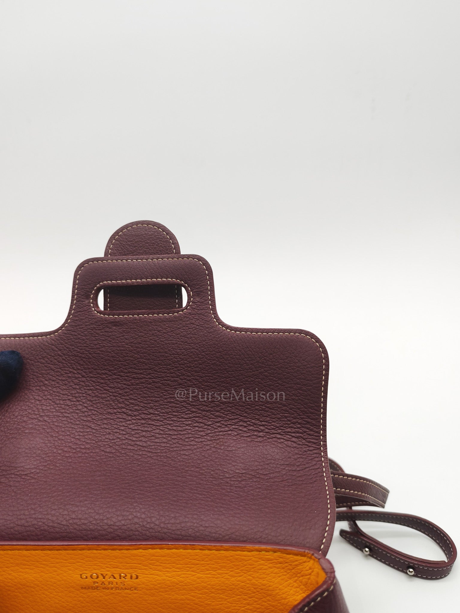 Sac Mini Saigon Souple Bag in Burgunndy Goyardine Canvas | Purse Maison Luxury Bags Shop