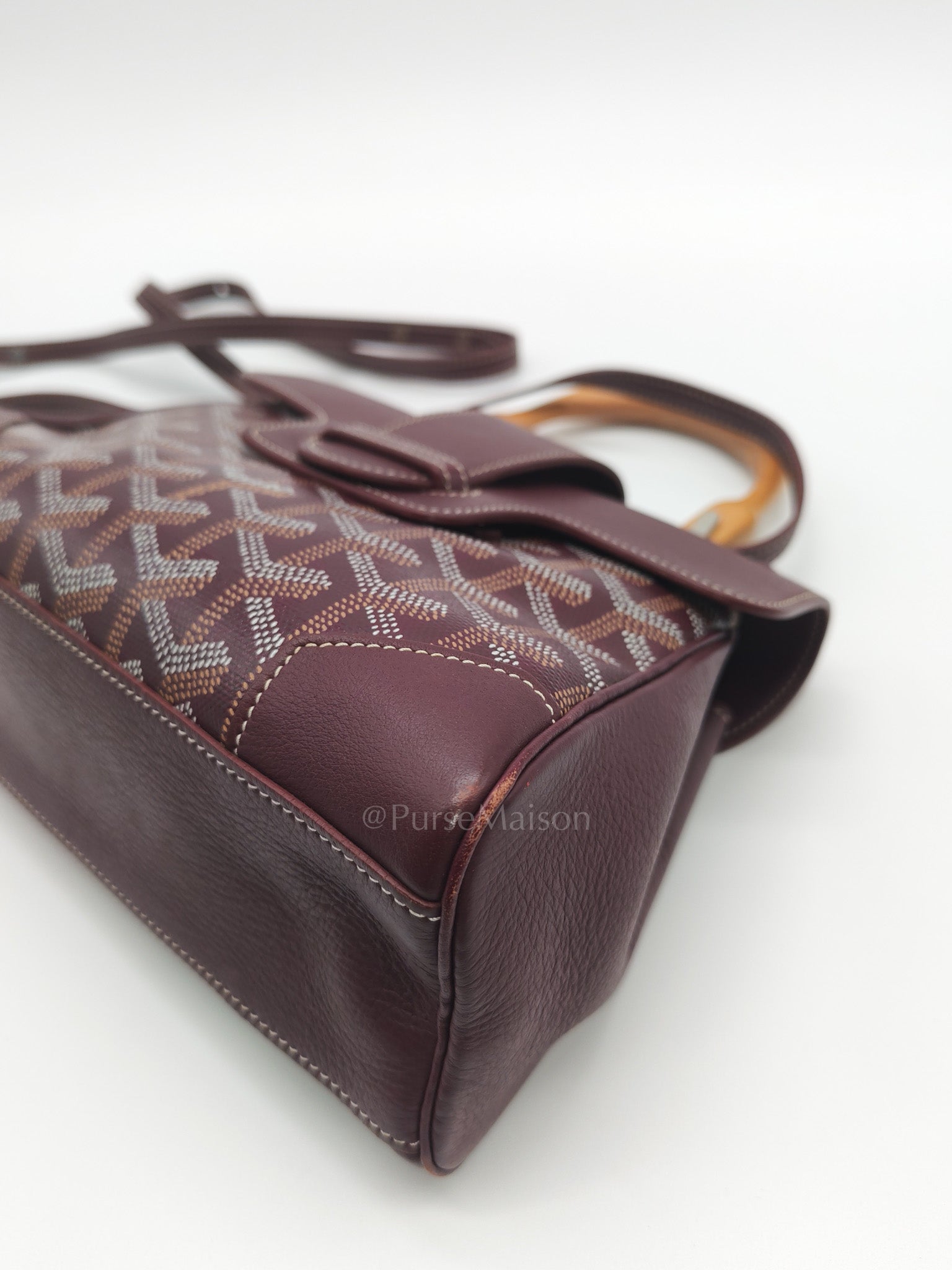 Sac Mini Saigon Souple Bag in Burgunndy Goyardine Canvas | Purse Maison Luxury Bags Shop