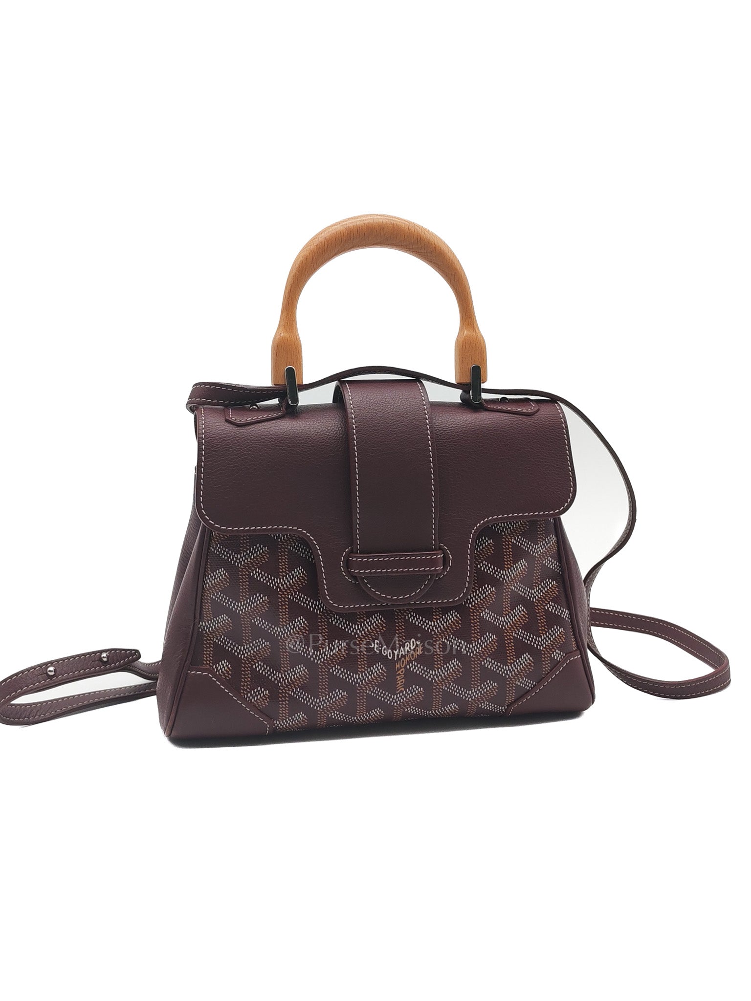 Sac Mini Saigon Souple Bag in Burgunndy Goyardine Canvas | Purse Maison Luxury Bags Shop