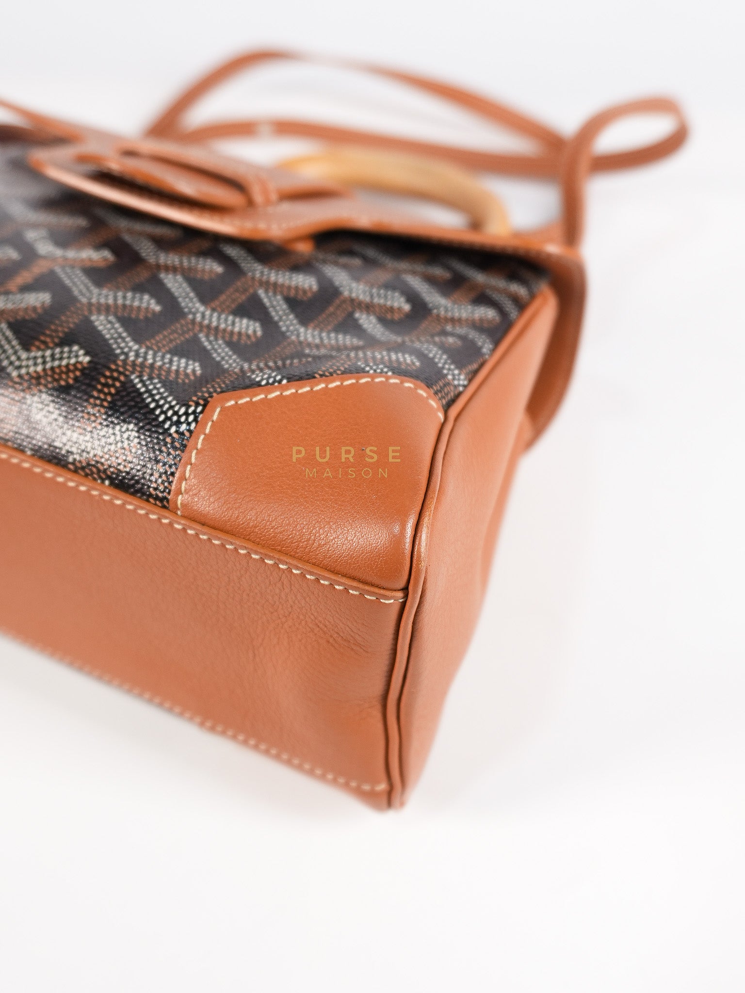 Sac Mini Saigon Souple Bag in Tan & Black Goyardine Canvas | Purse Maison Luxury Bags Shop