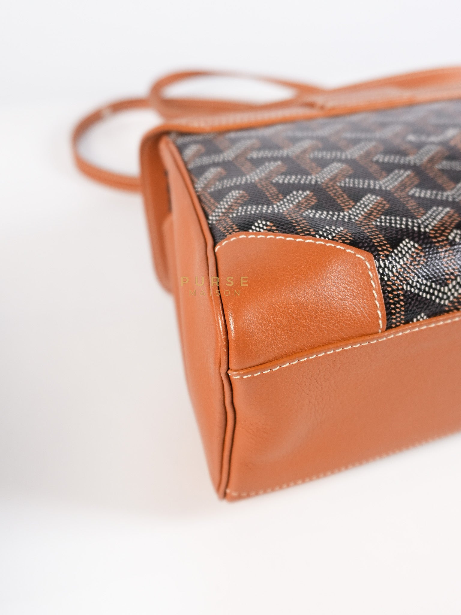 Sac Mini Saigon Souple Bag in Tan & Black Goyardine Canvas | Purse Maison Luxury Bags Shop