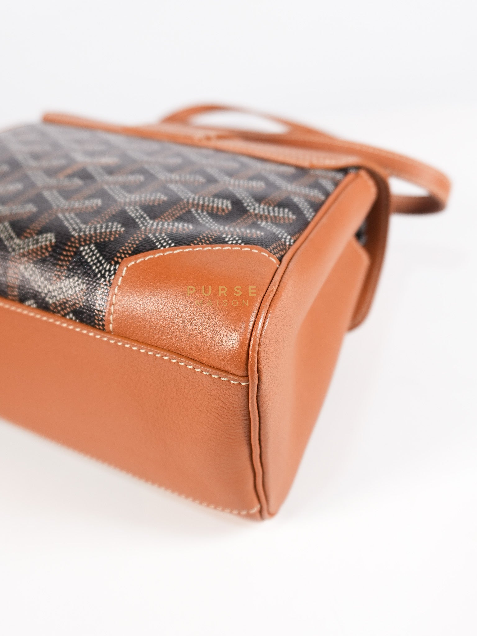Sac Mini Saigon Souple Bag in Tan & Black Goyardine Canvas | Purse Maison Luxury Bags Shop