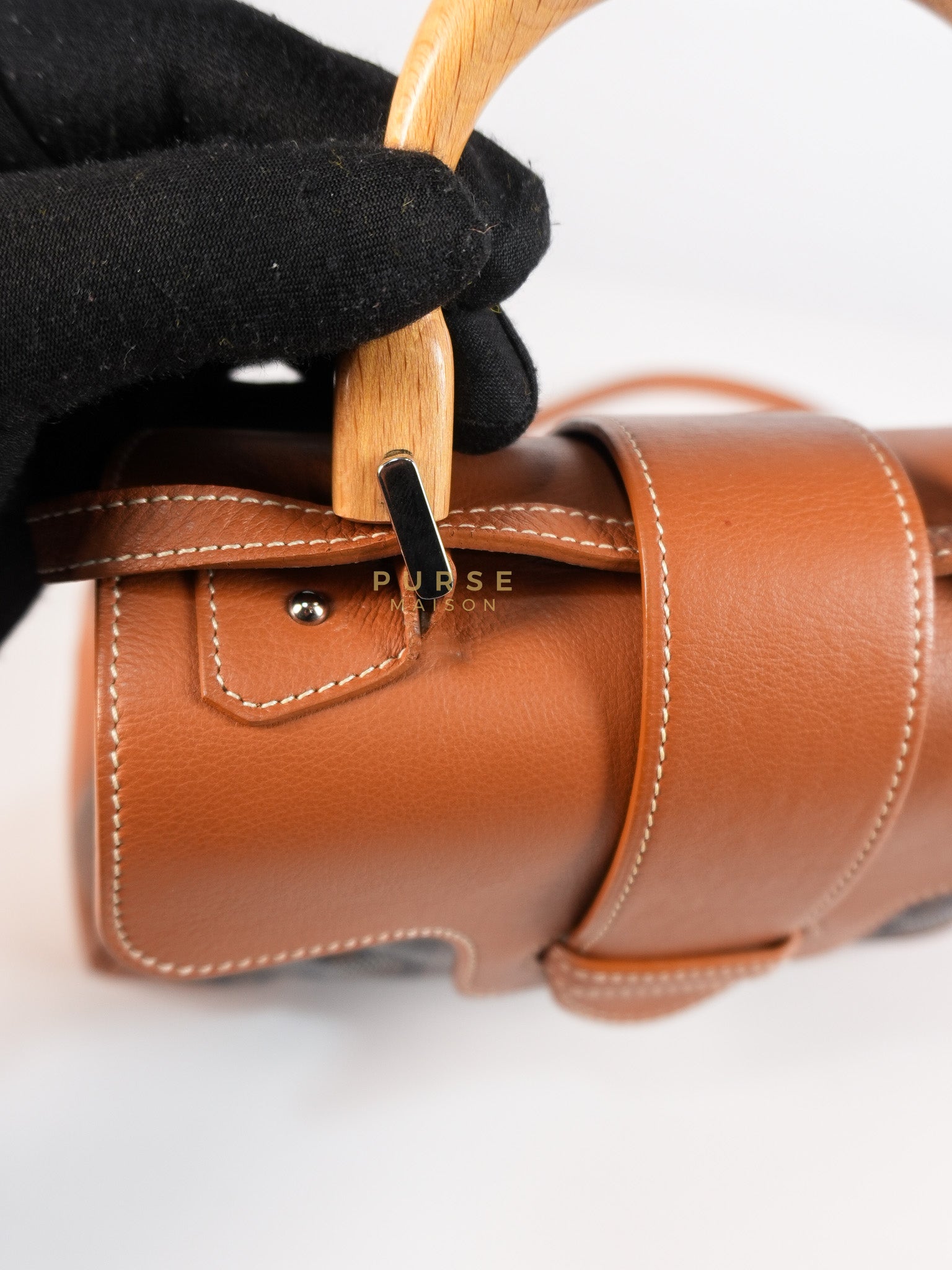 Sac Mini Saigon Souple Bag in Tan & Black Goyardine Canvas | Purse Maison Luxury Bags Shop