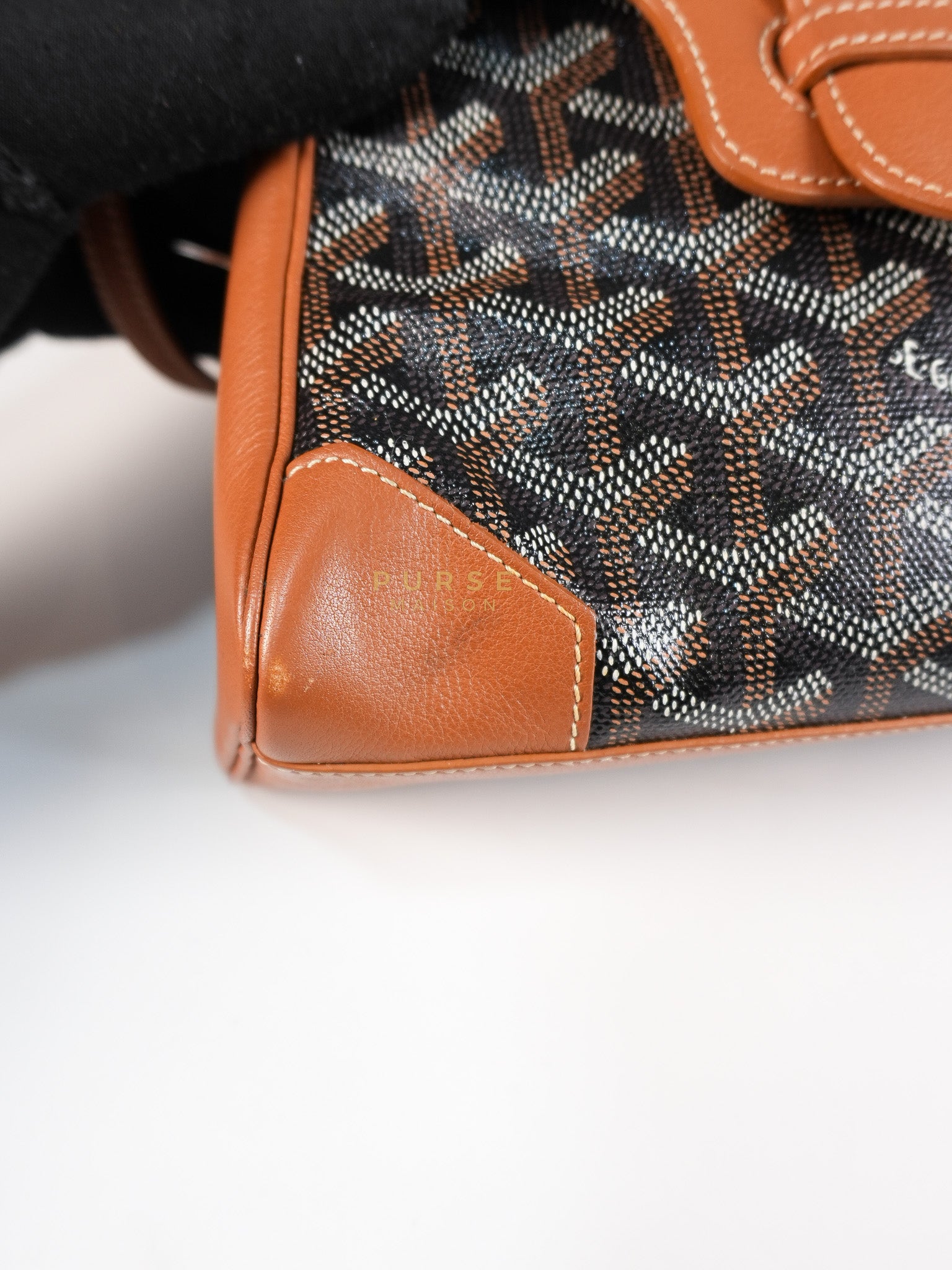 Sac Mini Saigon Souple Bag in Tan & Black Goyardine Canvas | Purse Maison Luxury Bags Shop