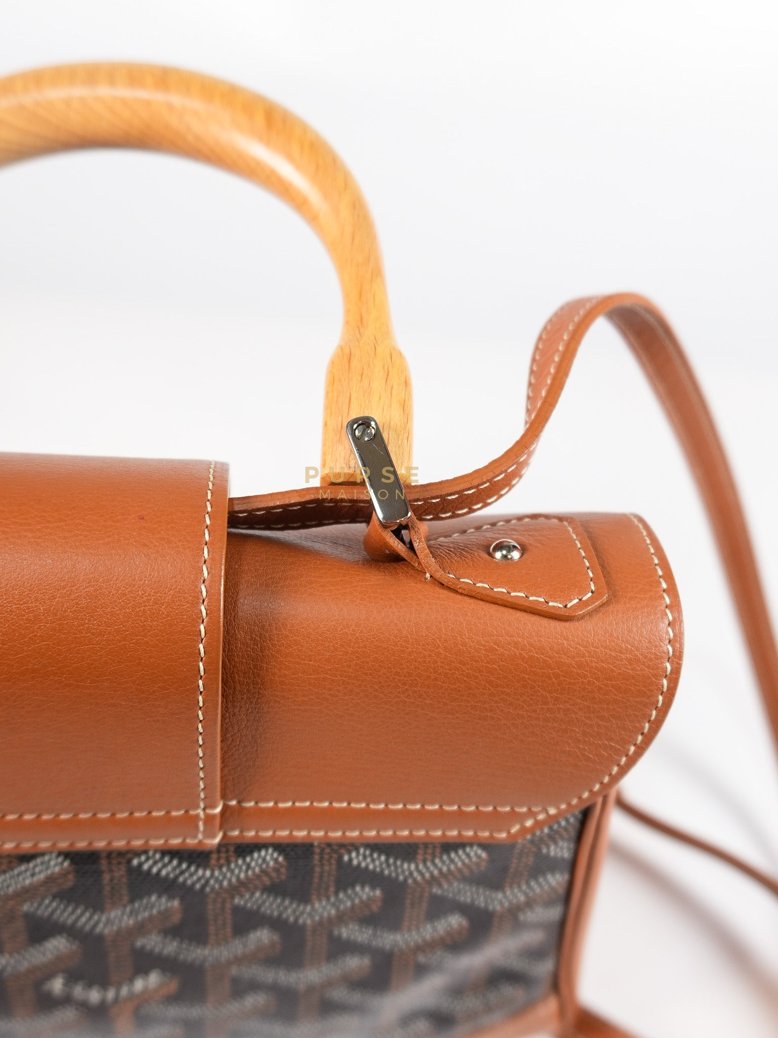 Sac Mini Saigon Souple Bag in Tan & Black Goyardine Canvas | Purse Maison Luxury Bags Shop