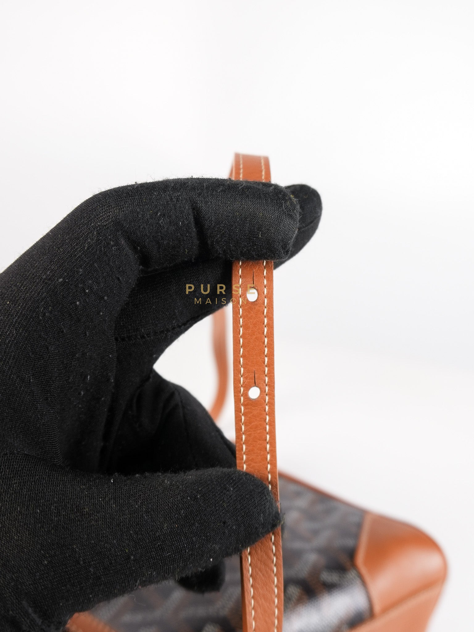Sac Mini Saigon Souple Bag in Tan & Black Goyardine Canvas | Purse Maison Luxury Bags Shop