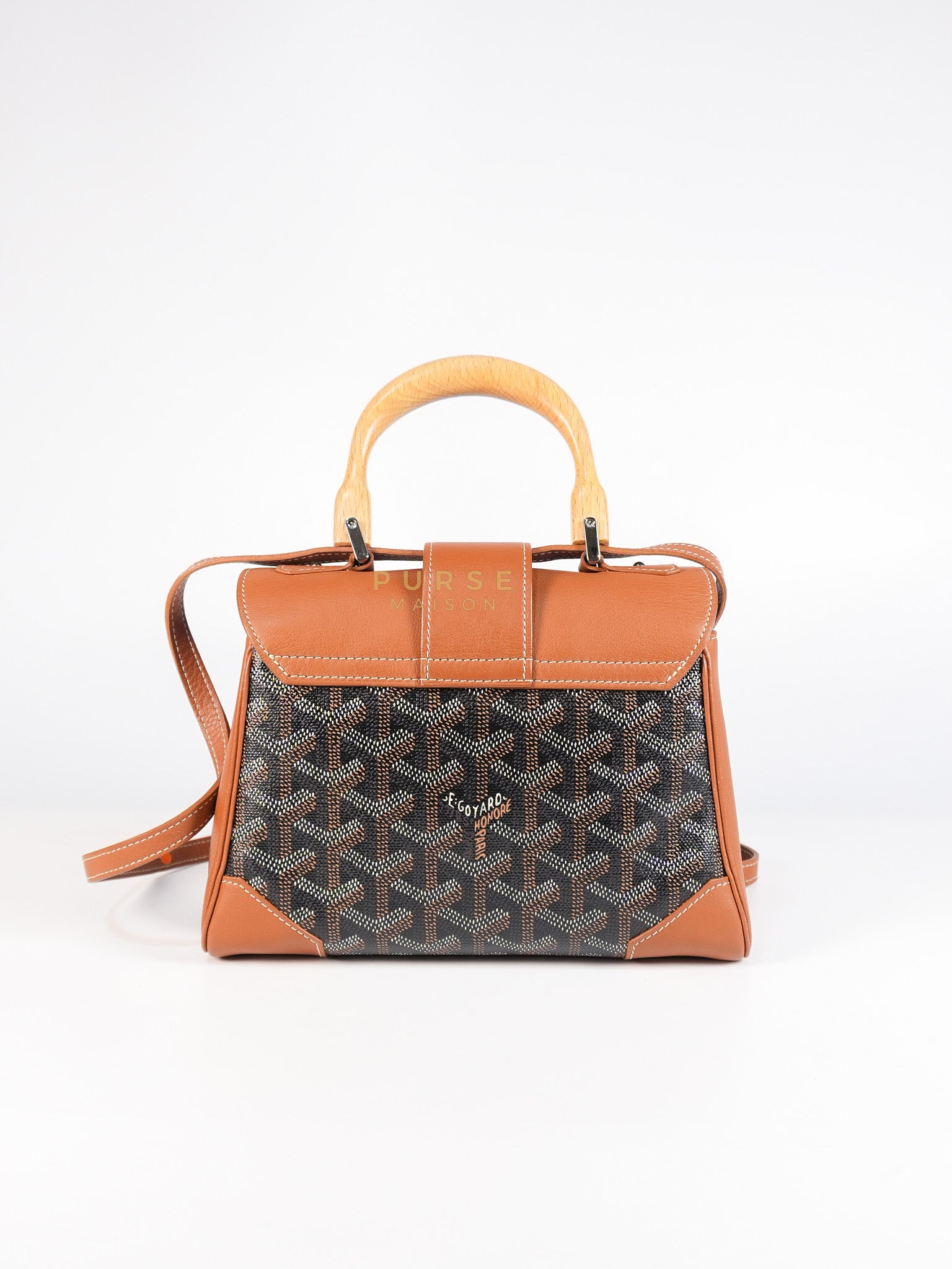 Sac Mini Saigon Souple Bag in Tan & Black Goyardine Canvas | Purse Maison Luxury Bags Shop