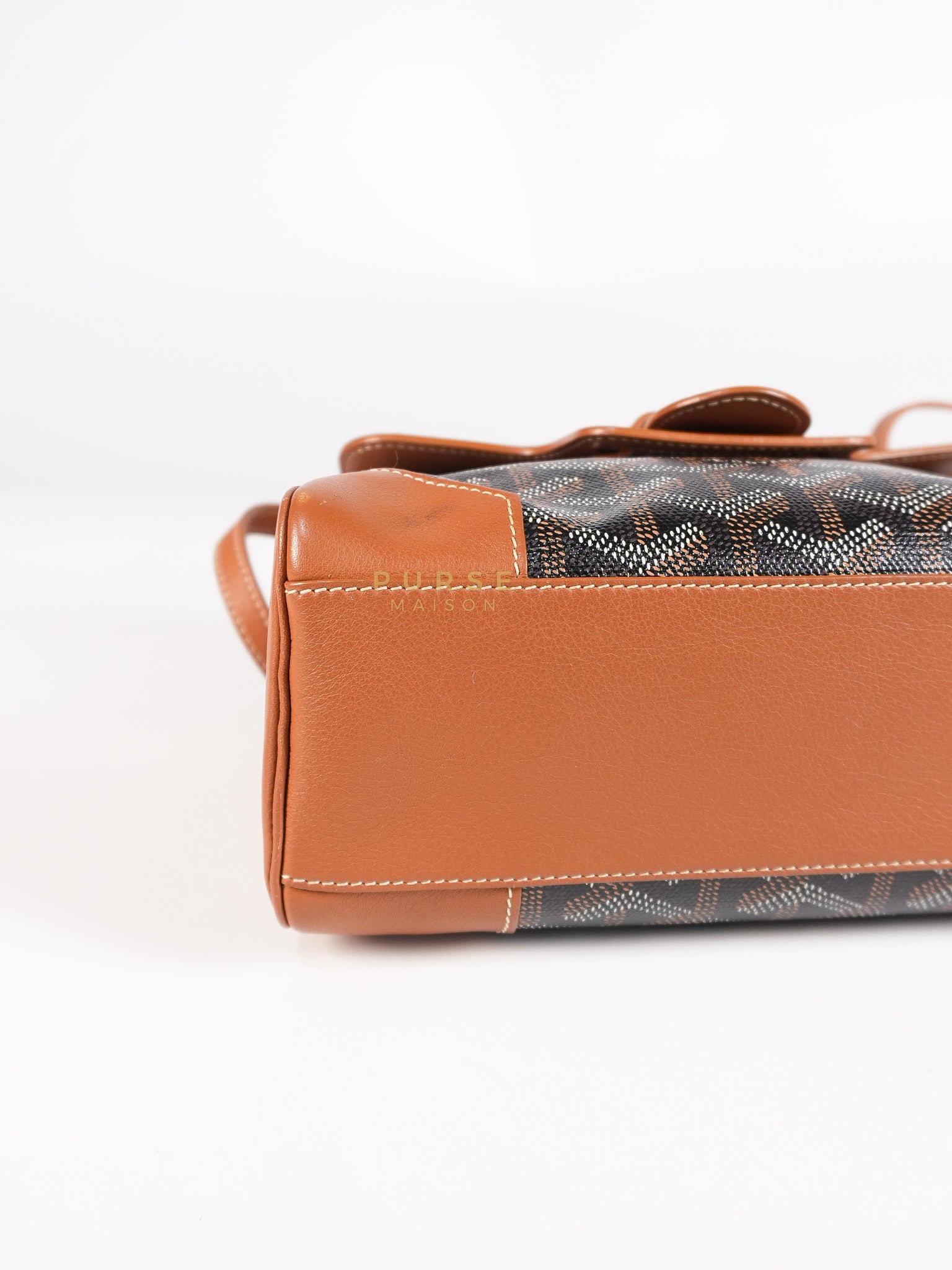 Sac Mini Saigon Souple Bag in Tan & Black Goyardine Canvas | Purse Maison Luxury Bags Shop