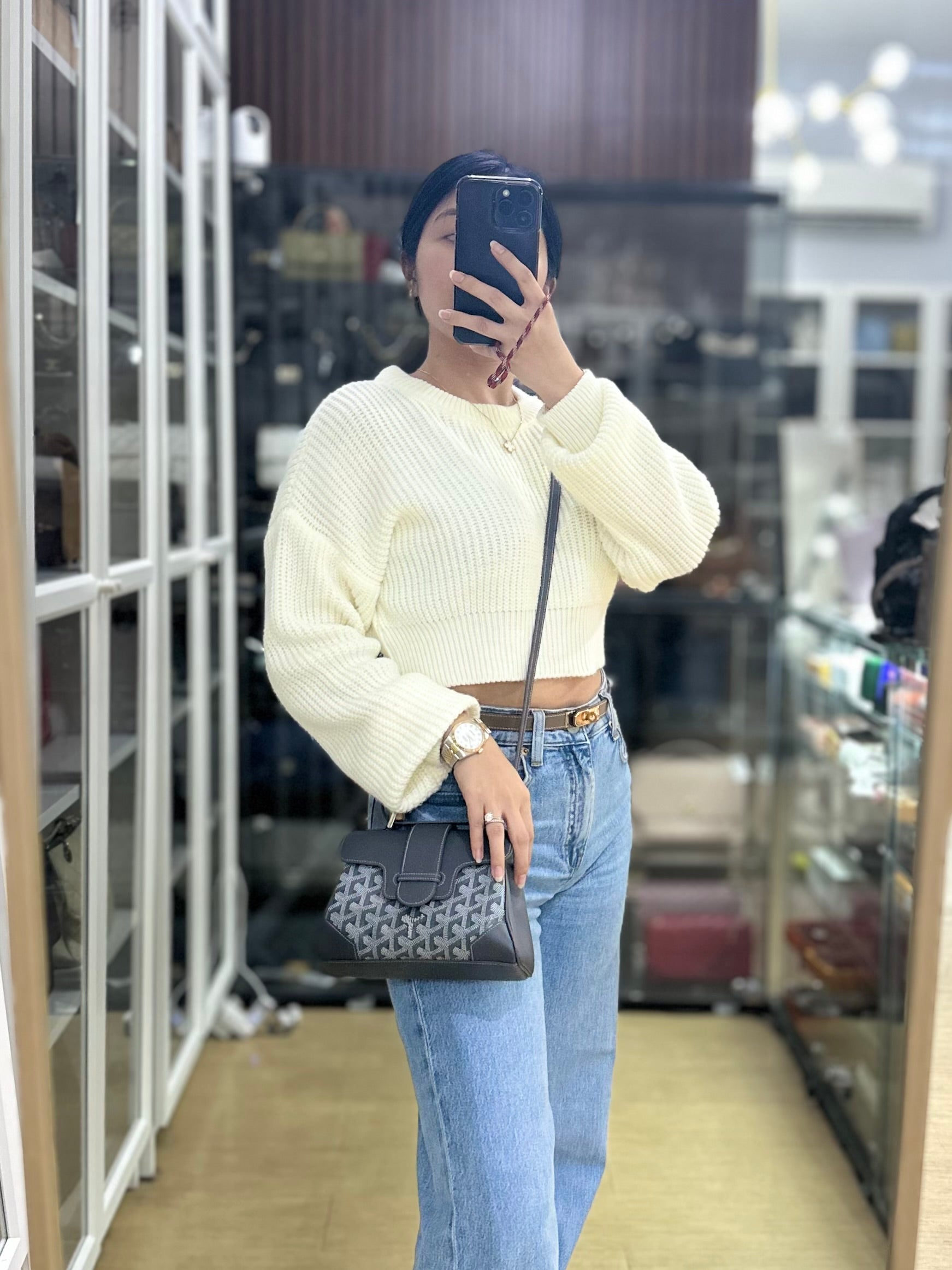 Sac Mini Saigon Souple Gris (Gray) Purse Maison