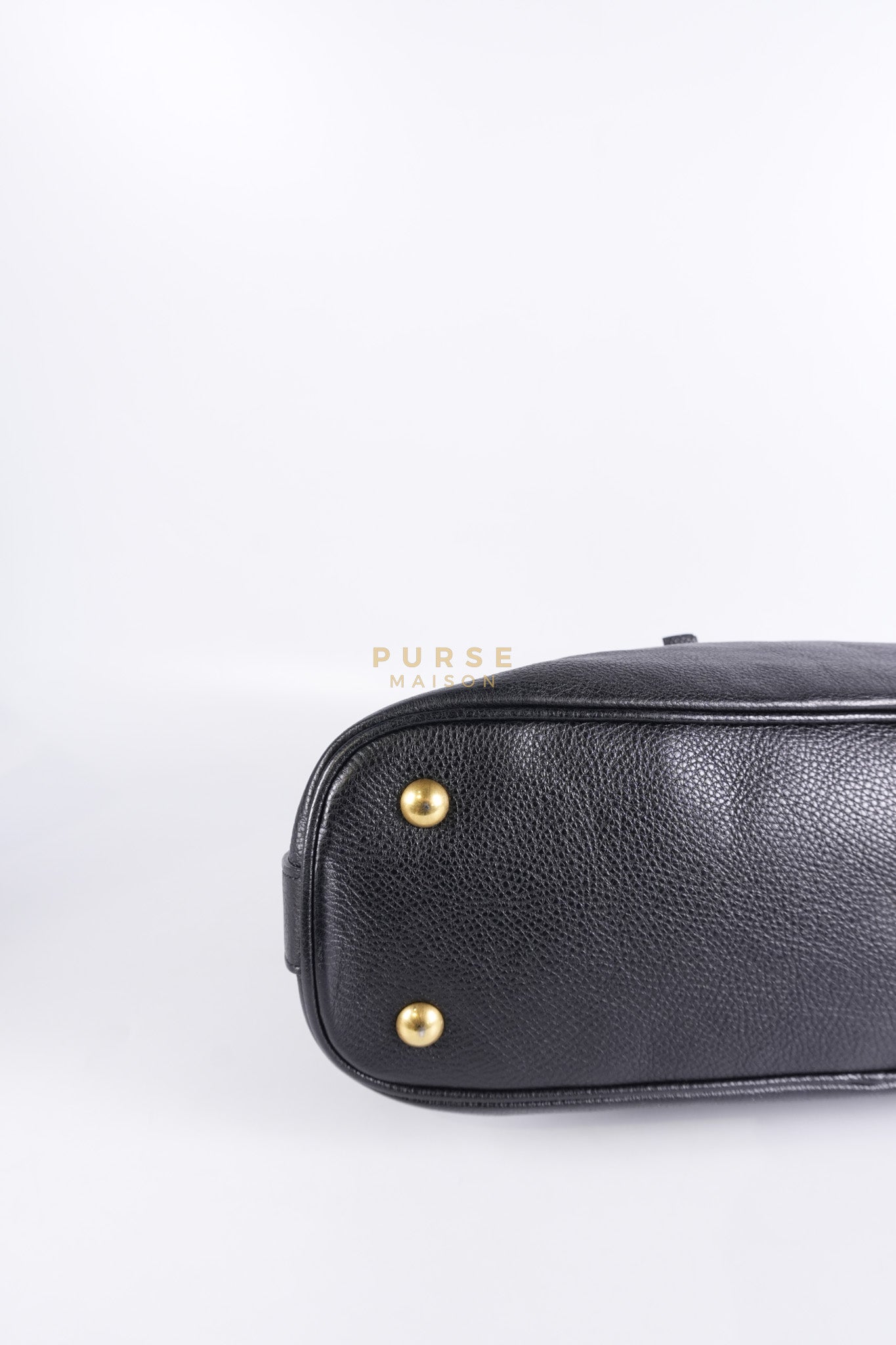 Sac Muse Dome Bag in Black Grained Calfskin Leather | Purse Maison Luxury Bags Shop