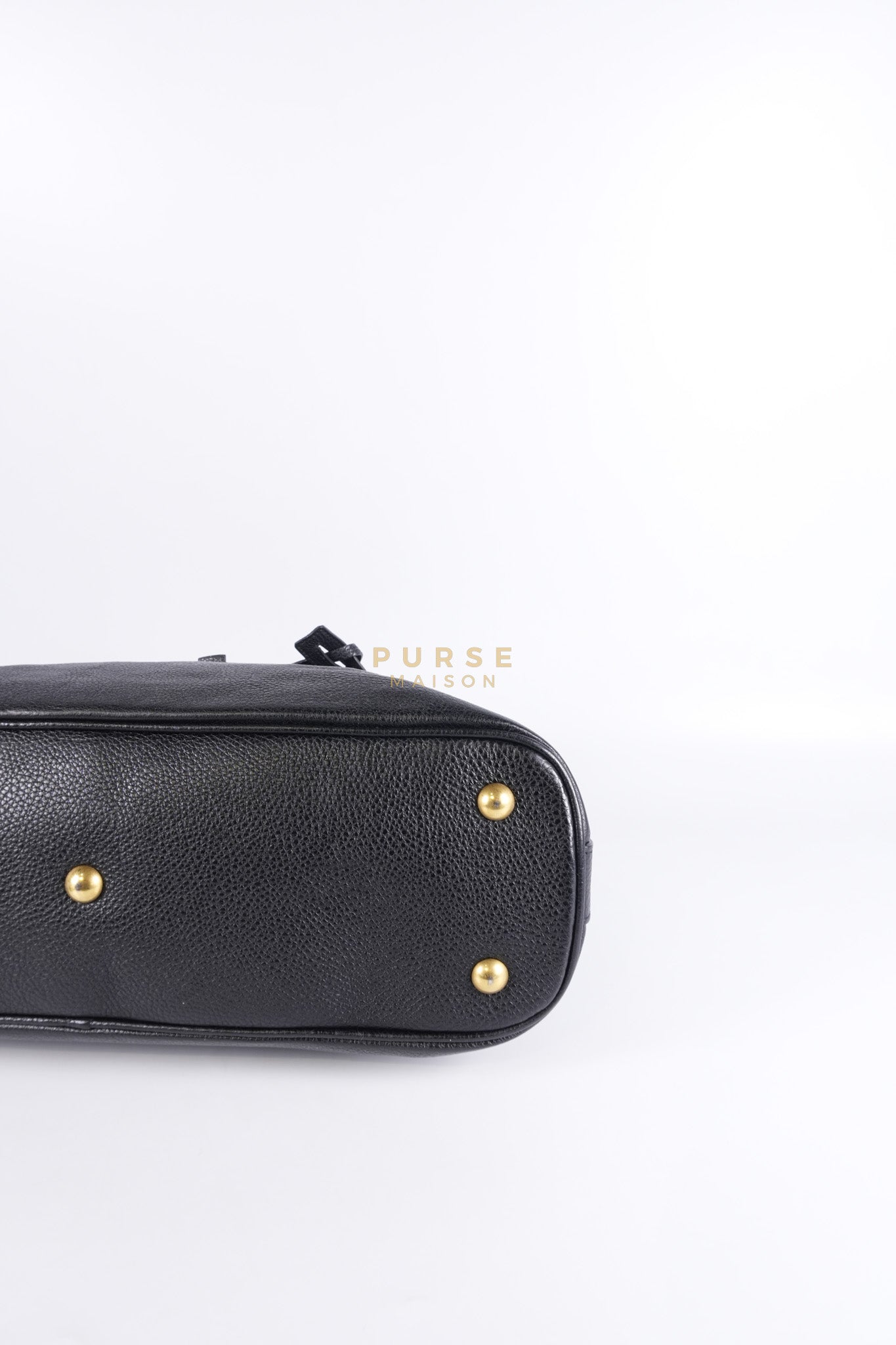 Sac Muse Dome Bag in Black Grained Calfskin Leather | Purse Maison Luxury Bags Shop