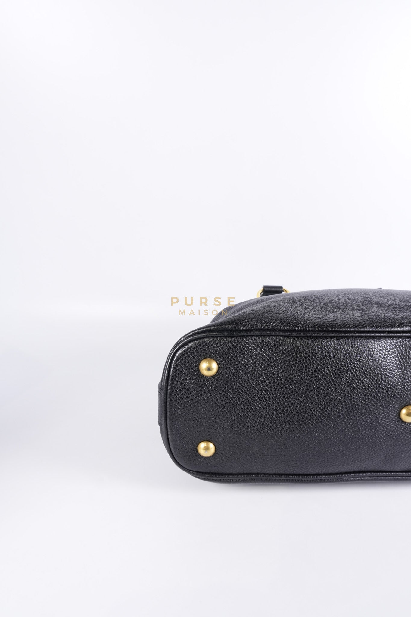 Sac Muse Dome Bag in Black Grained Calfskin Leather | Purse Maison Luxury Bags Shop