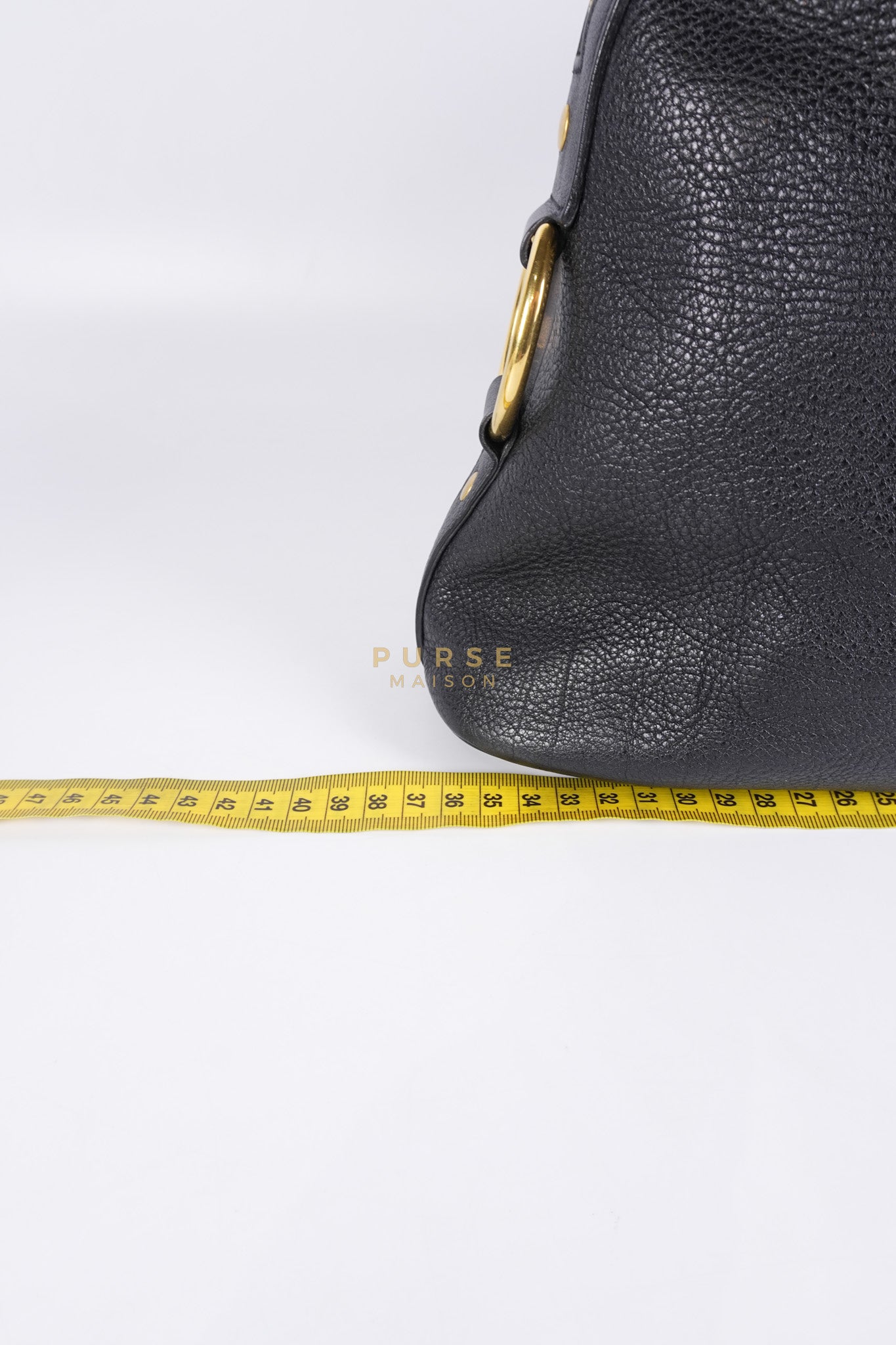 Sac Muse Dome Bag in Black Grained Calfskin Leather | Purse Maison Luxury Bags Shop