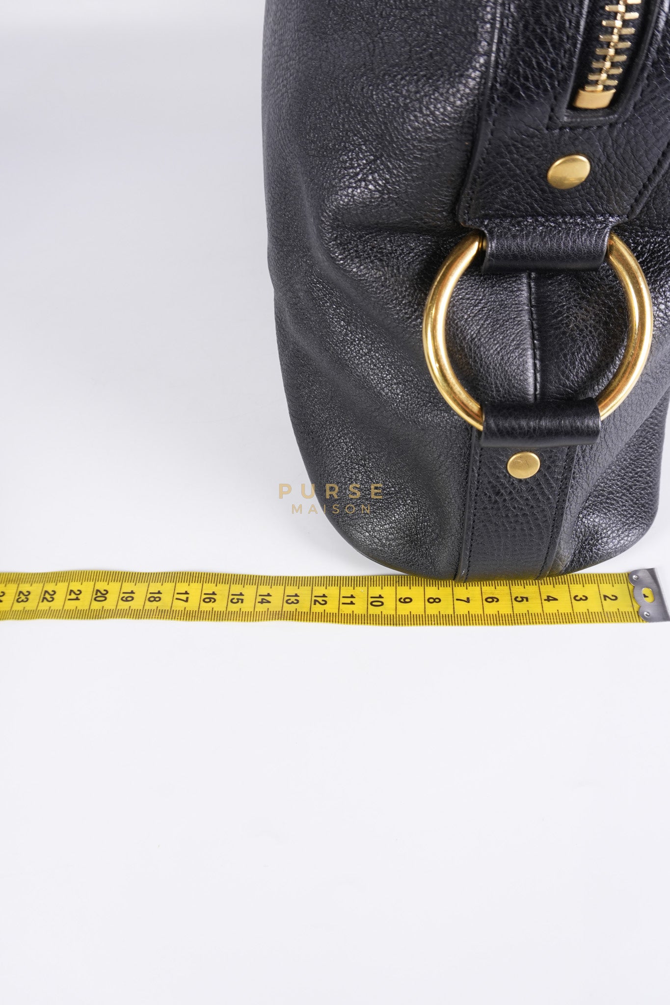 Sac Muse Dome Bag in Black Grained Calfskin Leather | Purse Maison Luxury Bags Shop
