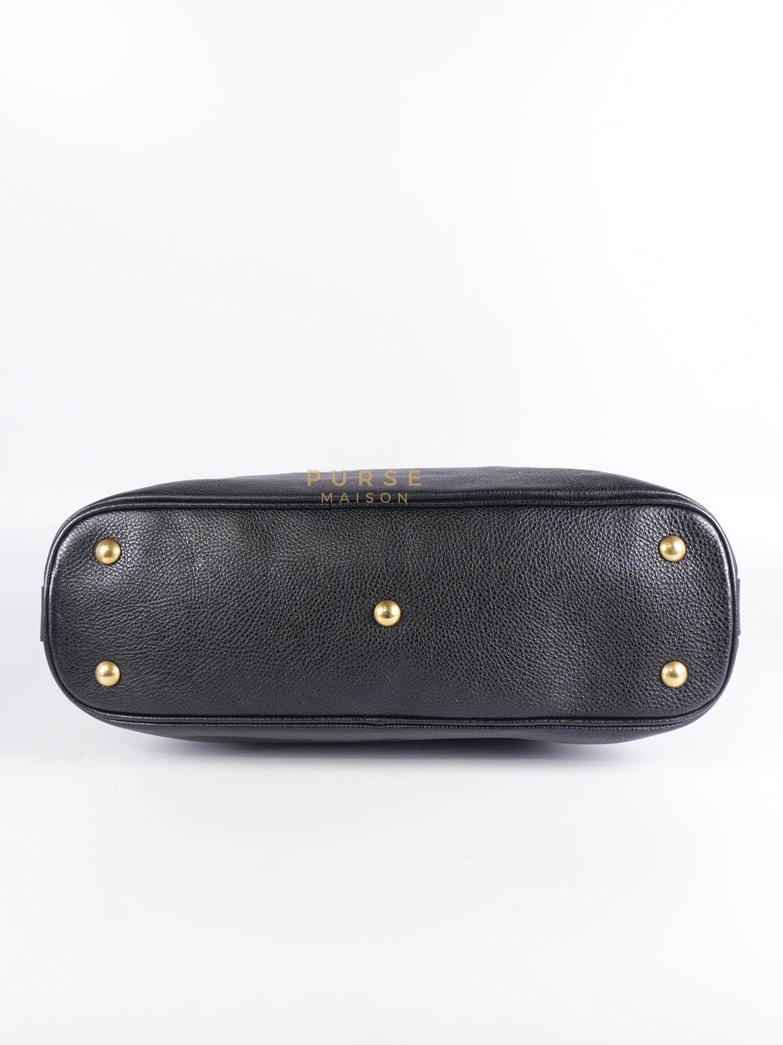 Sac Muse Dome Bag in Black Grained Calfskin Leather | Purse Maison Luxury Bags Shop