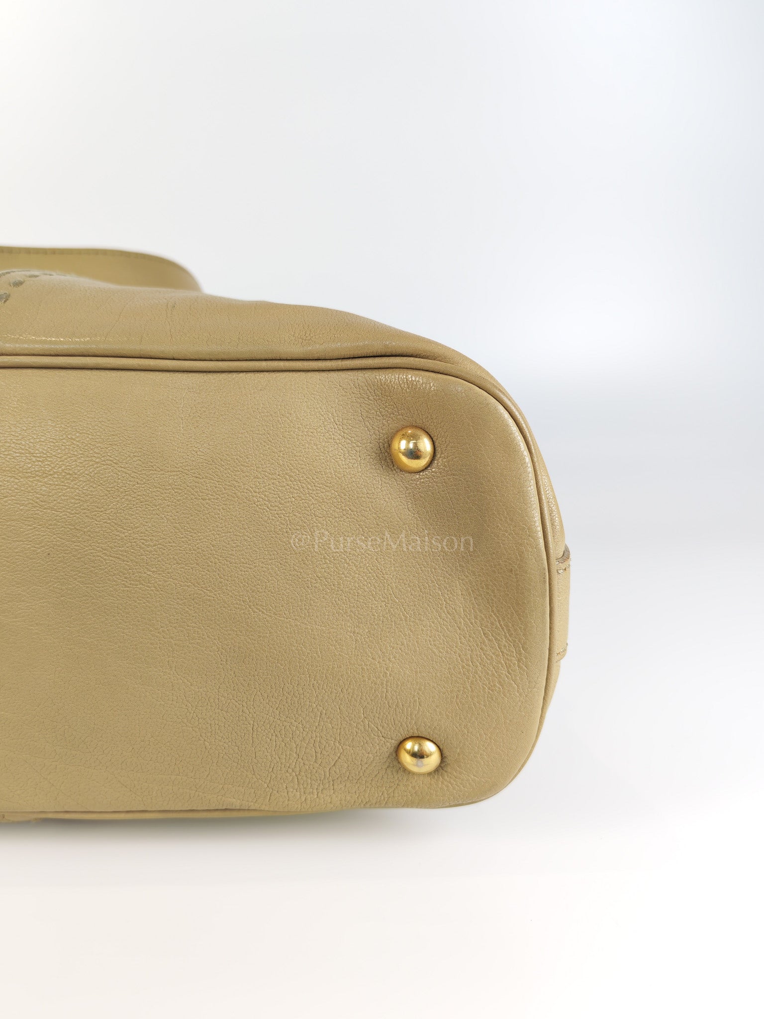Sac Muse in Dark Beige Calfskin Leather and Aged Gold Hardware | Purse Maison Luxury Bags Shop