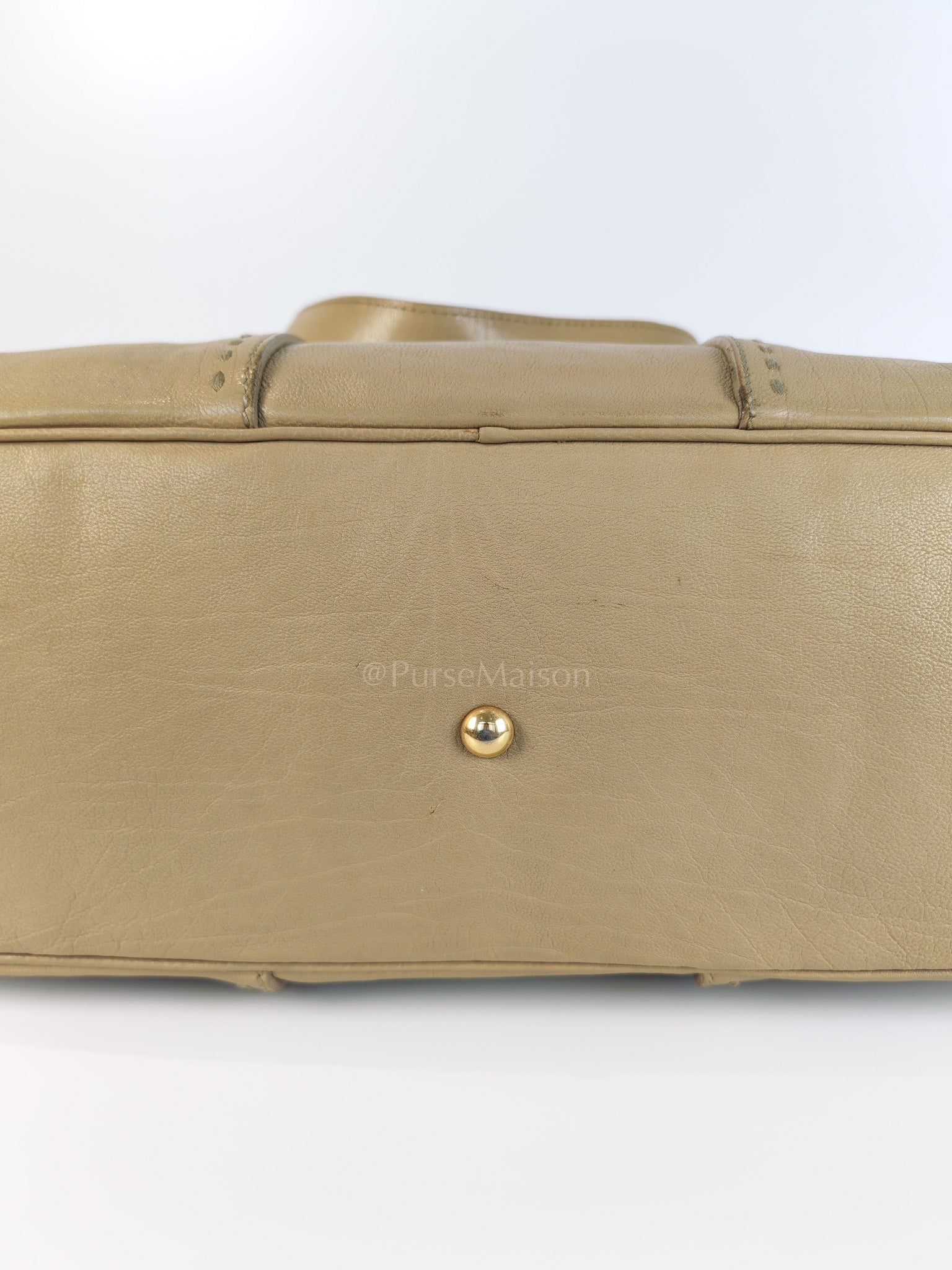 Sac Muse in Dark Beige Calfskin Leather and Aged Gold Hardware | Purse Maison Luxury Bags Shop