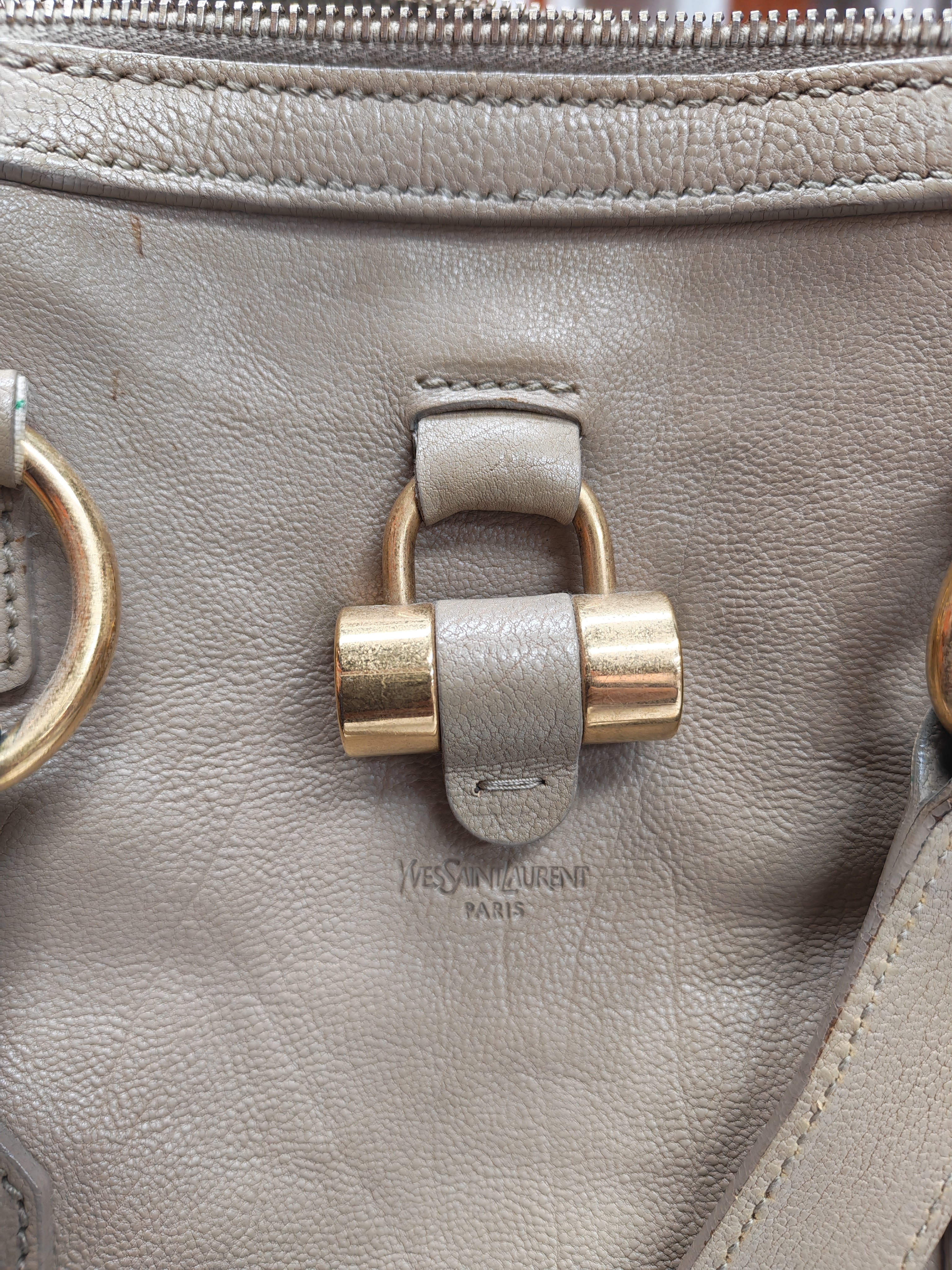 Sac Muse in Dark Beige Calfskin Leather and Aged Gold Hardware | Purse Maison Luxury Bags Shop