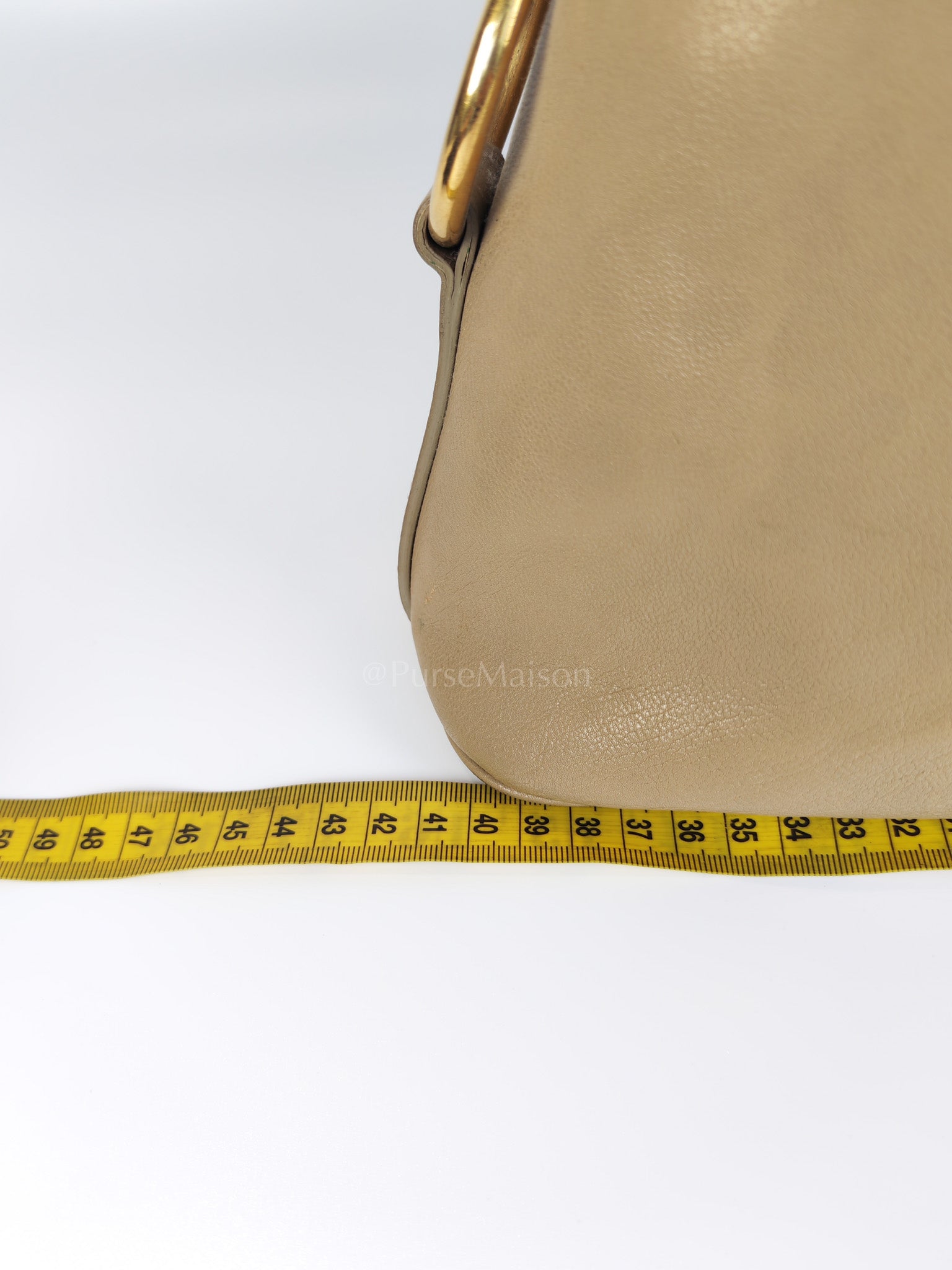 Sac Muse in Dark Beige Calfskin Leather and Aged Gold Hardware | Purse Maison Luxury Bags Shop