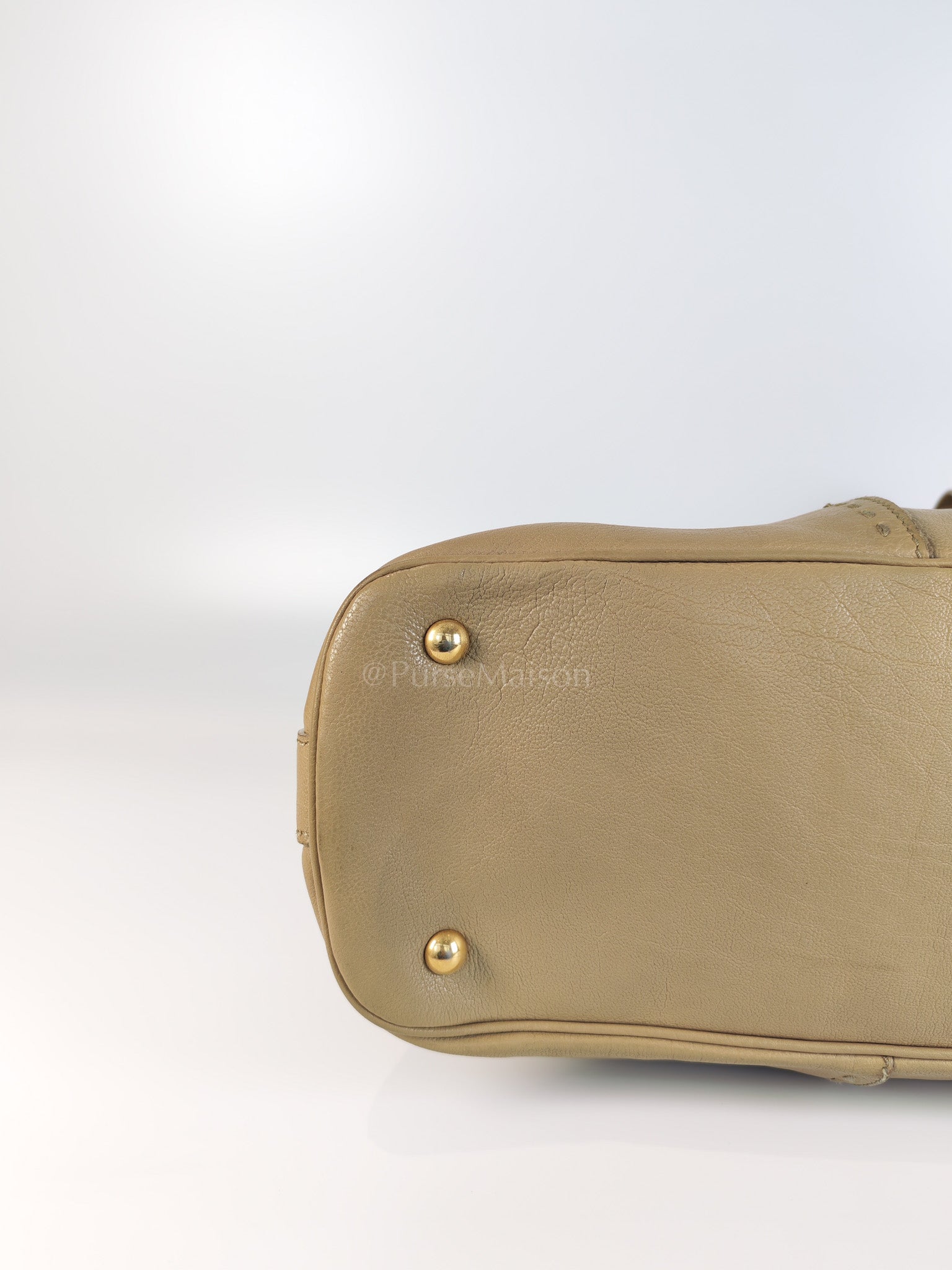 Sac Muse in Dark Beige Calfskin Leather and Aged Gold Hardware | Purse Maison Luxury Bags Shop