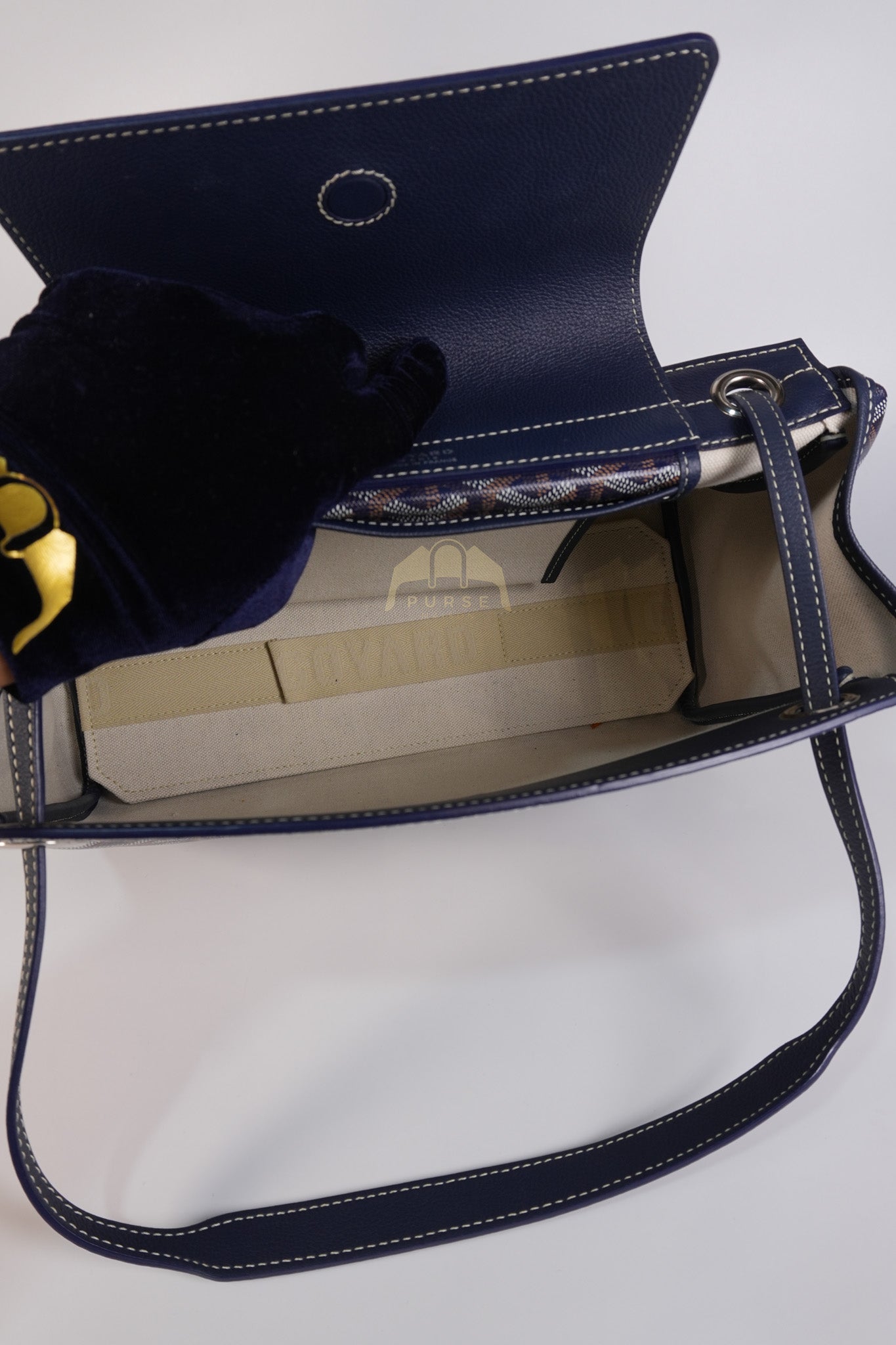 Sac Rouette PM in Navy Blue/ Bleu Marine Goyardine Canvas | Purse Maison Luxury Bags Shop