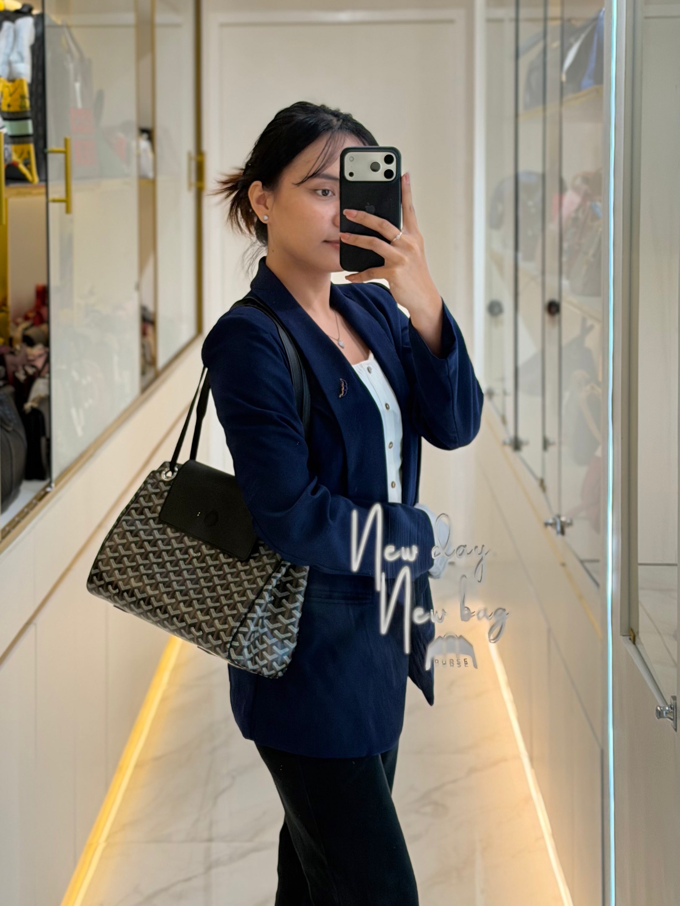 Sac Rouette Souple PM in Noir/Black Goyardine Canvas | Purse Maison Luxury Bags Shop