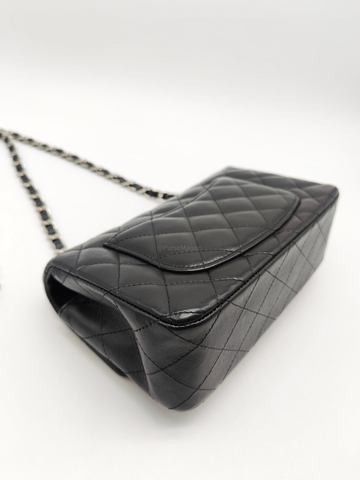 Chanel Classic Mini Rectangular Flap Bag in Black Lambskin Leather Silver Hardware (Series 25)