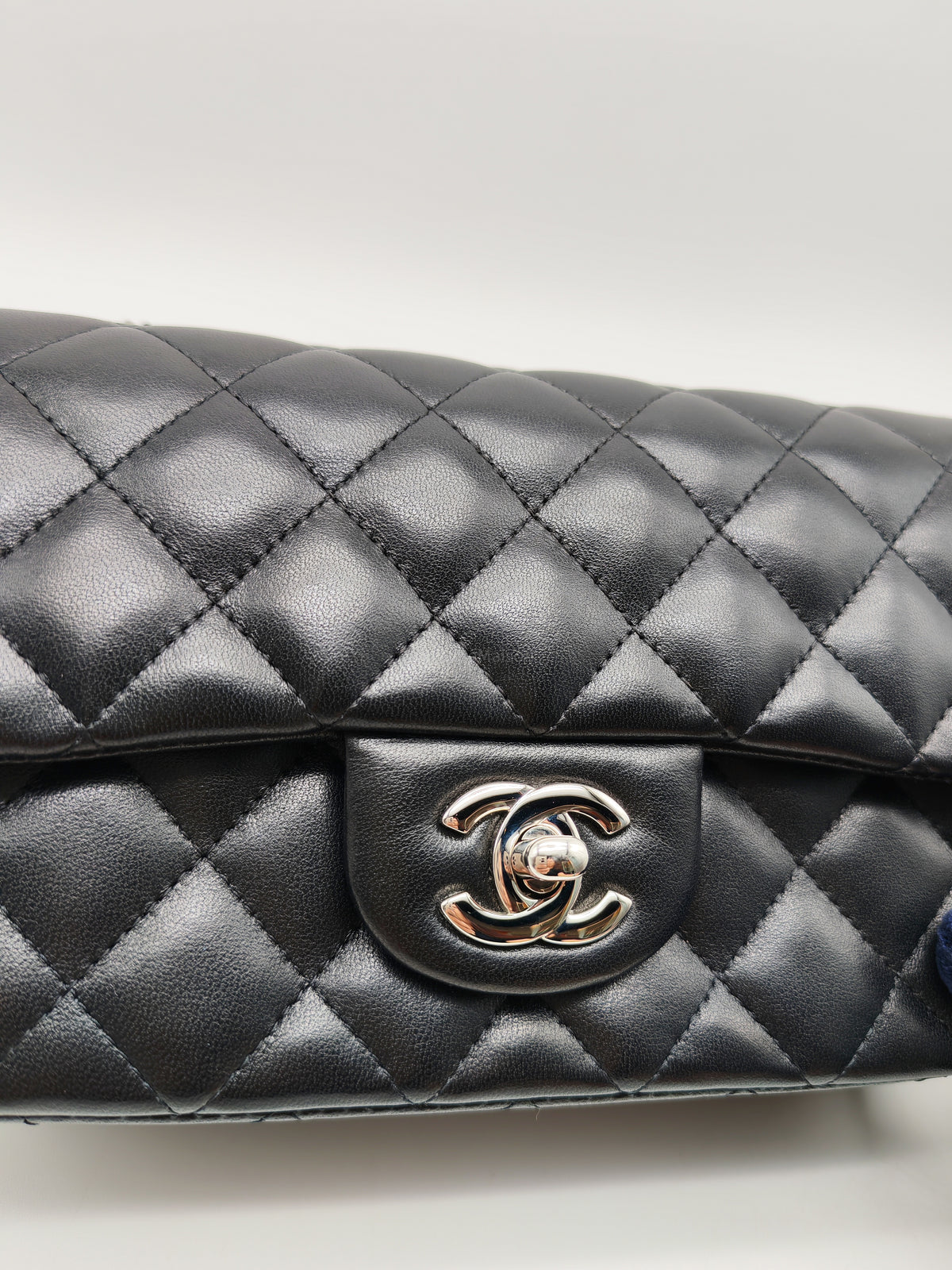 Chanel Classic Mini Rectangular Flap Bag in Black Lambskin Leather Silver Hardware (Series 25)