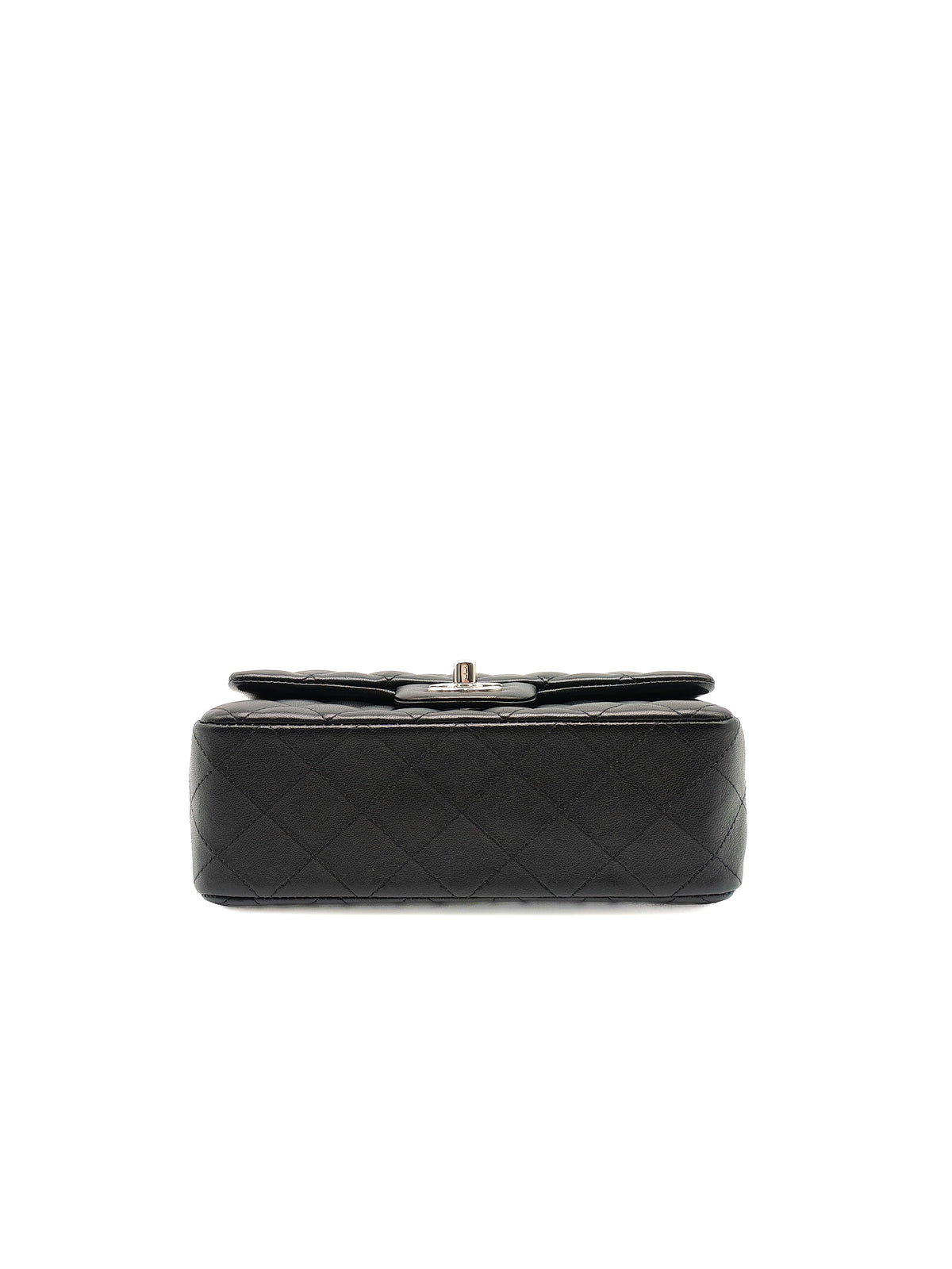 Chanel Classic Mini Rectangular Flap Bag in Black Lambskin Leather Silver Hardware (Series 25)