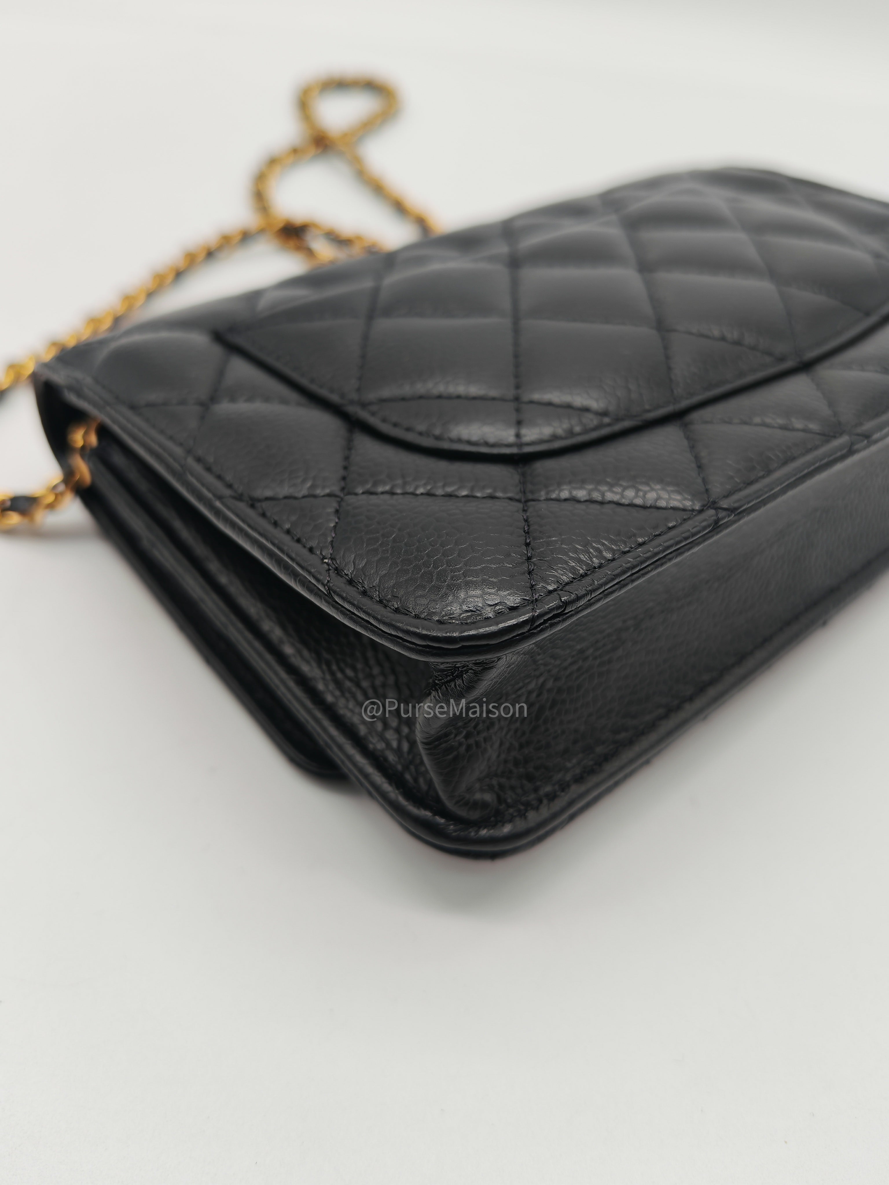 Chanel Classic Wallet on Chain (WOC) Black Caviar Leather Gold Hardware Microchip (EU****3L)
